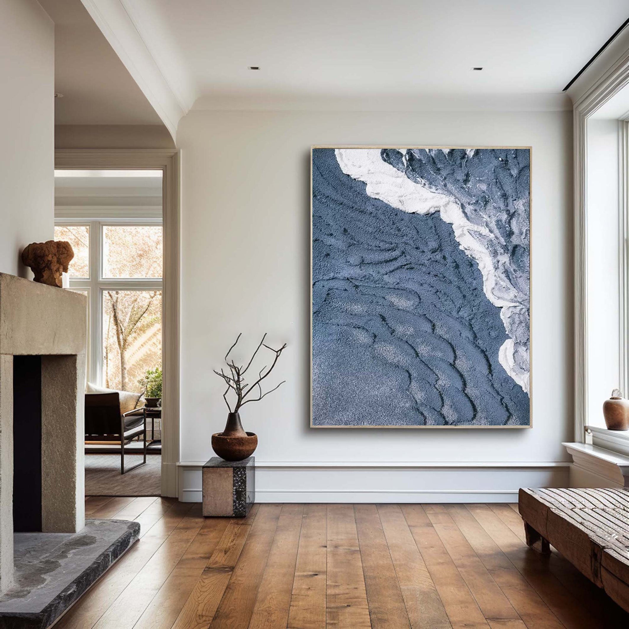 Contemporary Overhead Ocean Painting, Tactile Water Texture #BGA 245