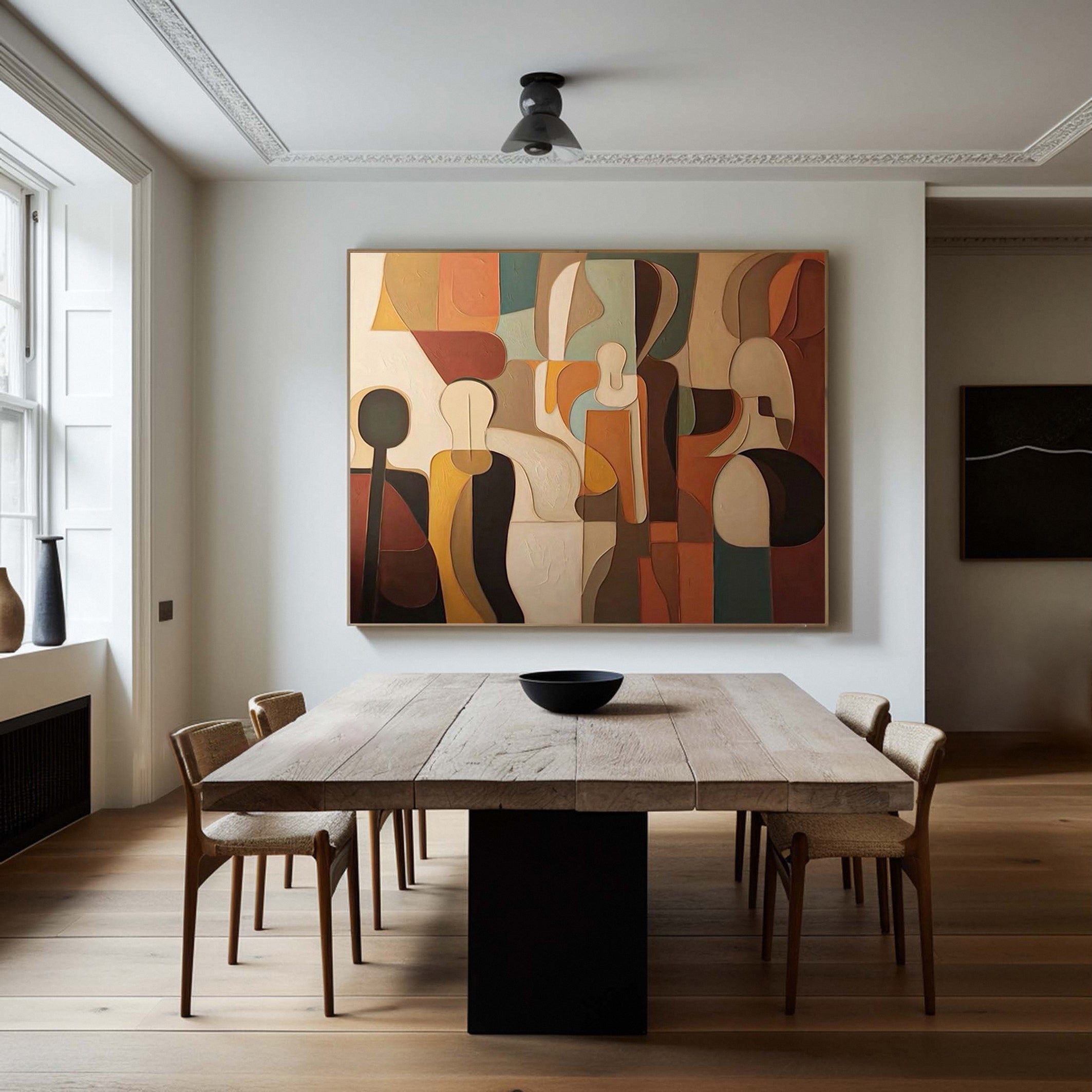 Constructed Figures: Cubist Tribute Painting, Modern Wall Art #BGA 220
