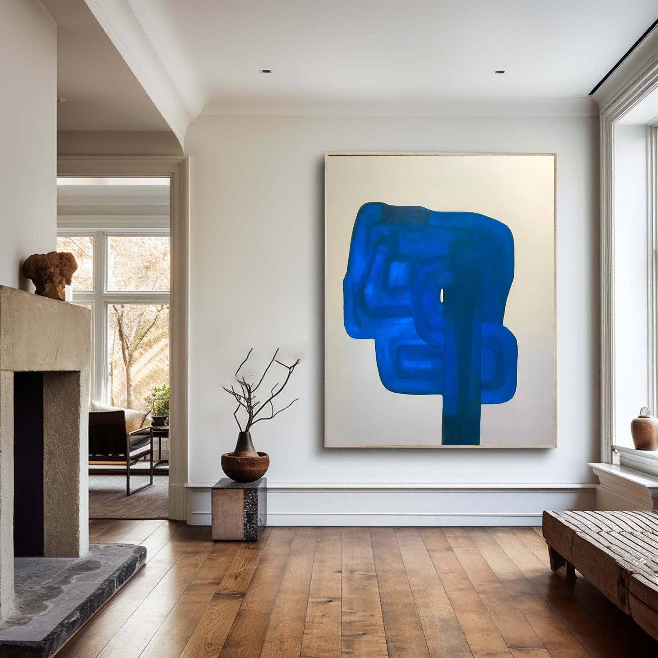 Azure Form: Bold Blue Abstract, Modern Minimalist Art #BGA 201