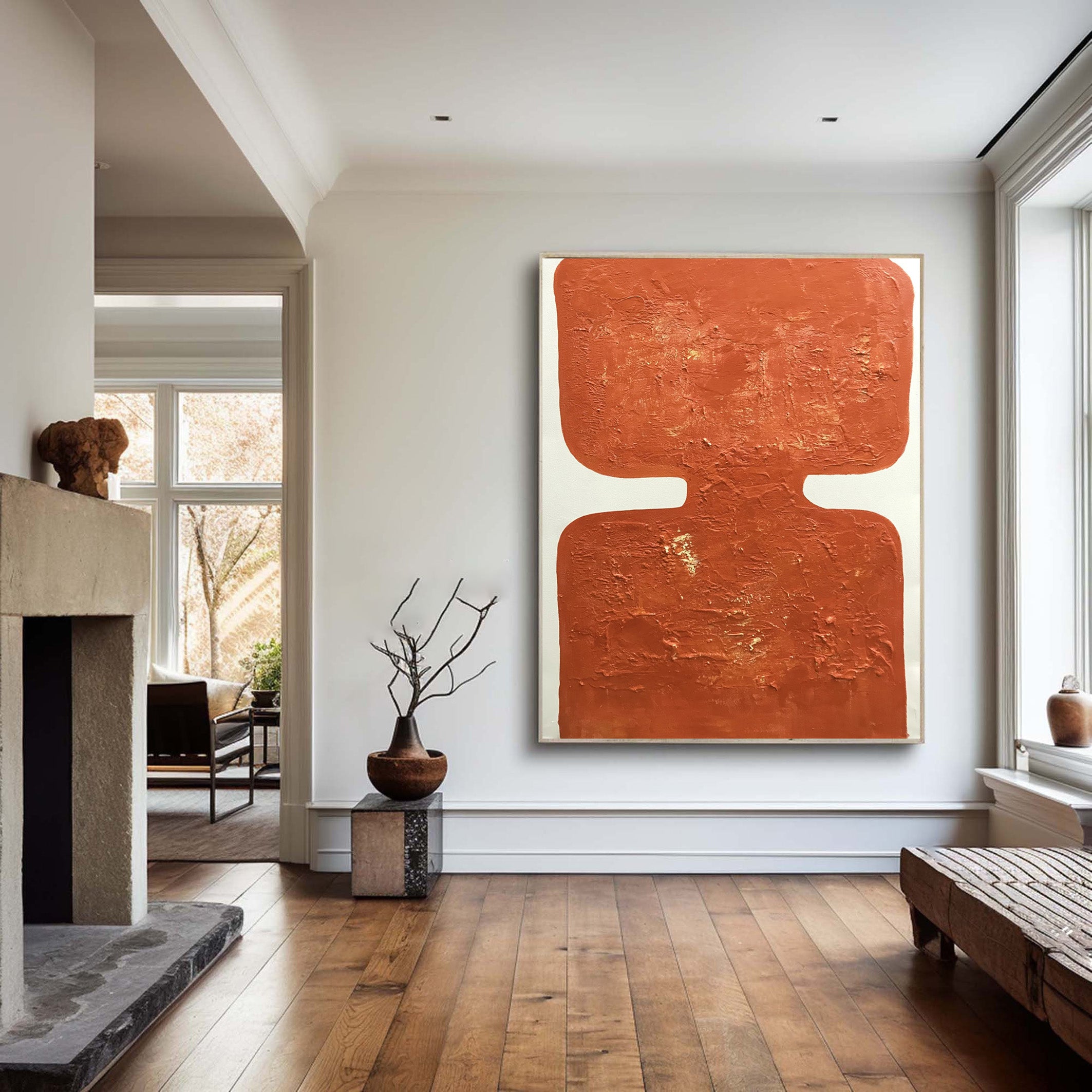 Sunset Hue: Orange Abstract Art, Minimalist Statement Piece #BGA 202