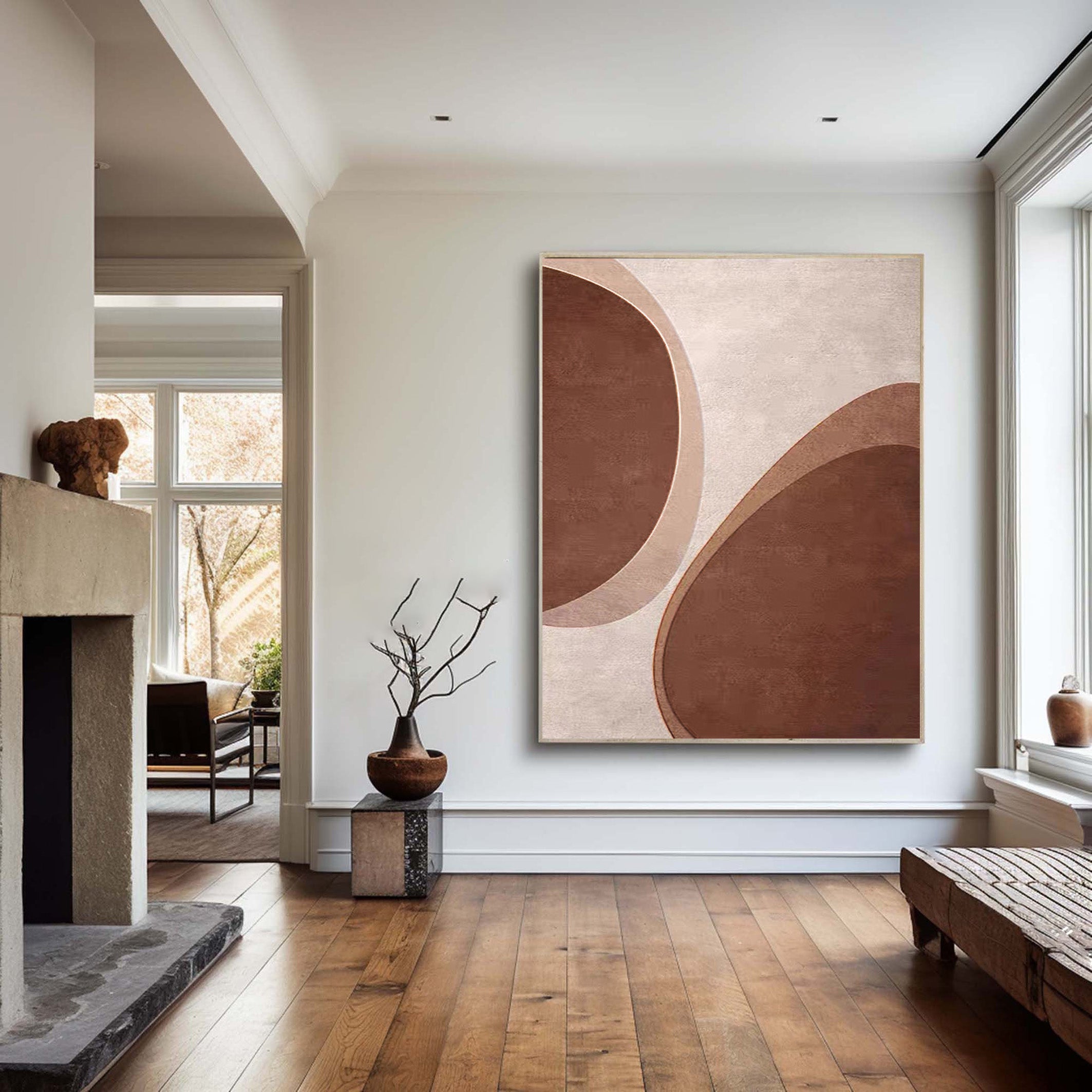 Warm Brown Minimalist Abstract with Organic Shapes #BGA 236