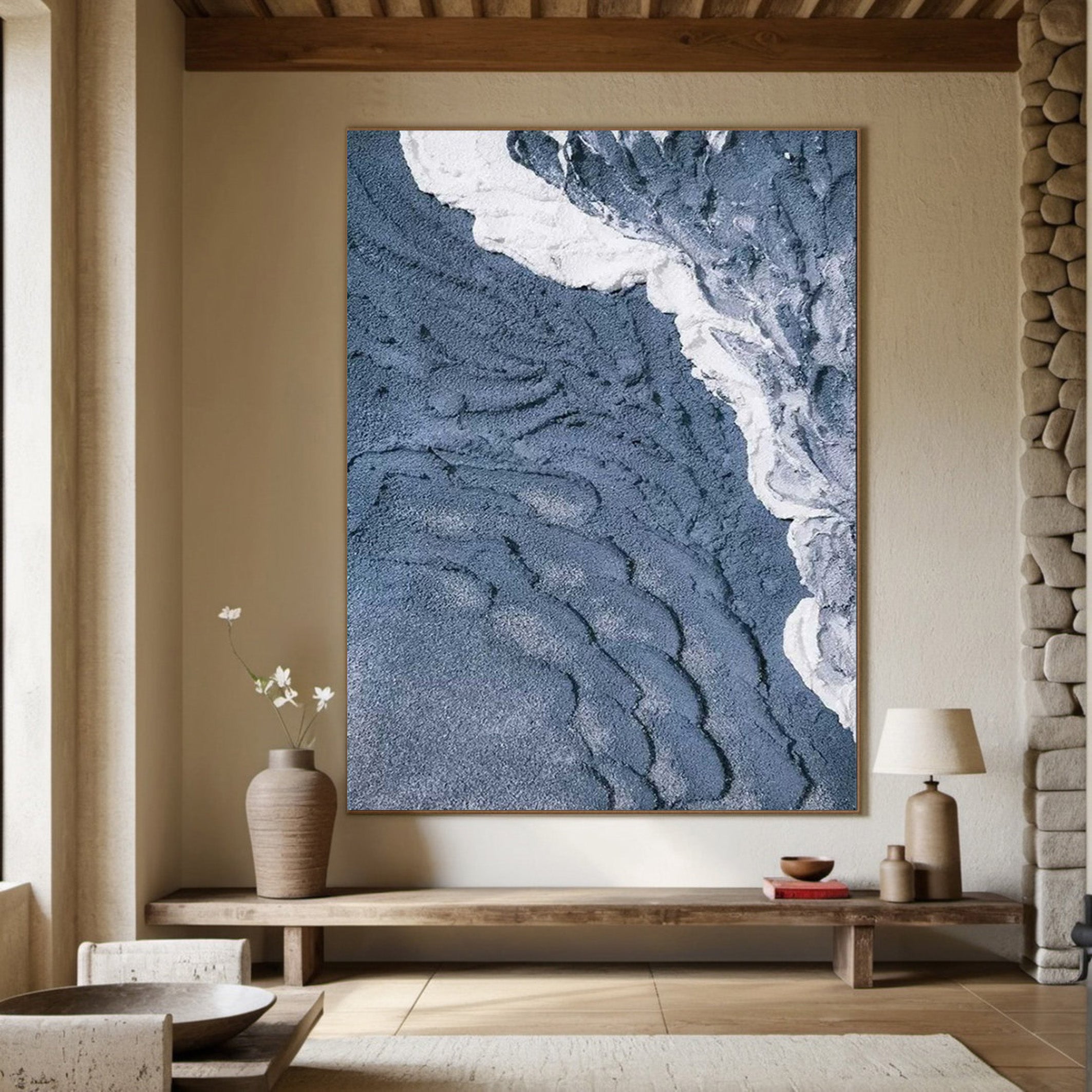 Contemporary Overhead Ocean Painting, Tactile Water Texture #BGA 245