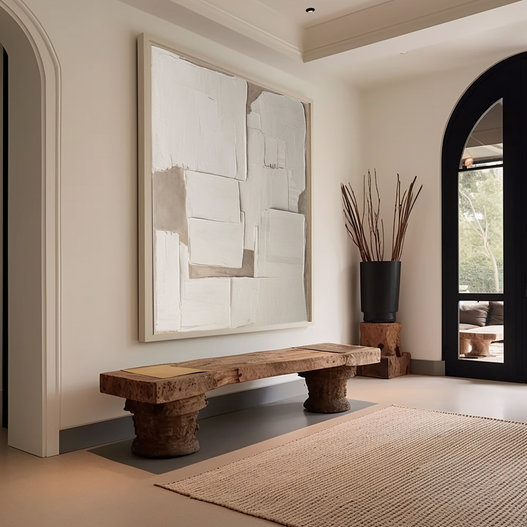 Wabi Sabi Off-White Painting with Textured Organic Forms #BGA 290