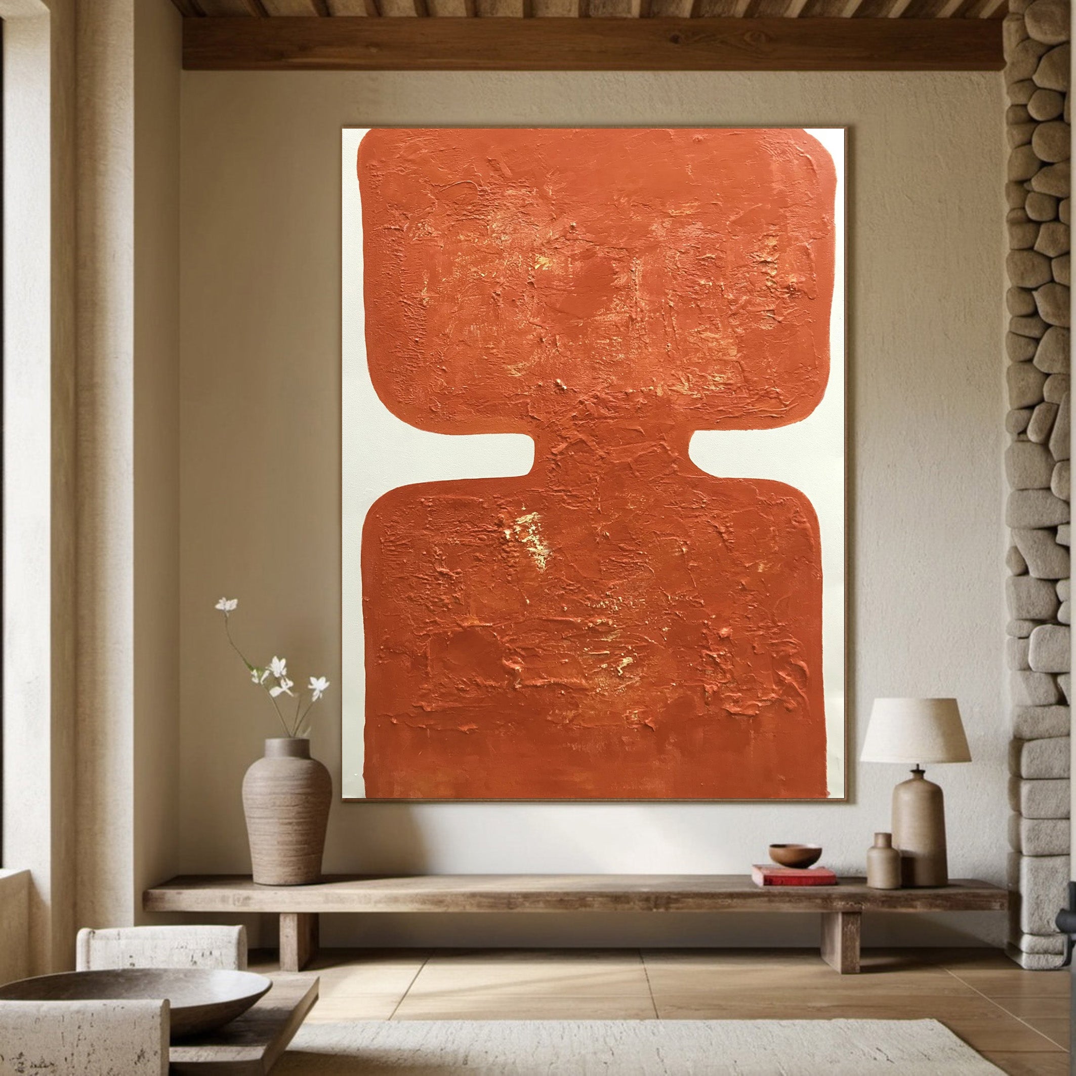 Sunset Hue: Orange Abstract Art, Minimalist Statement Piece #BGA 202