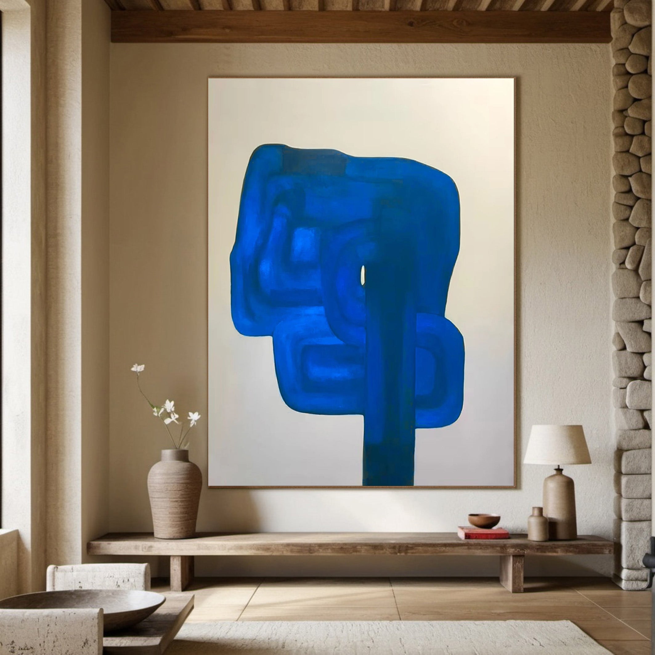 Azure Form: Bold Blue Abstract, Modern Minimalist Art #BGA 201