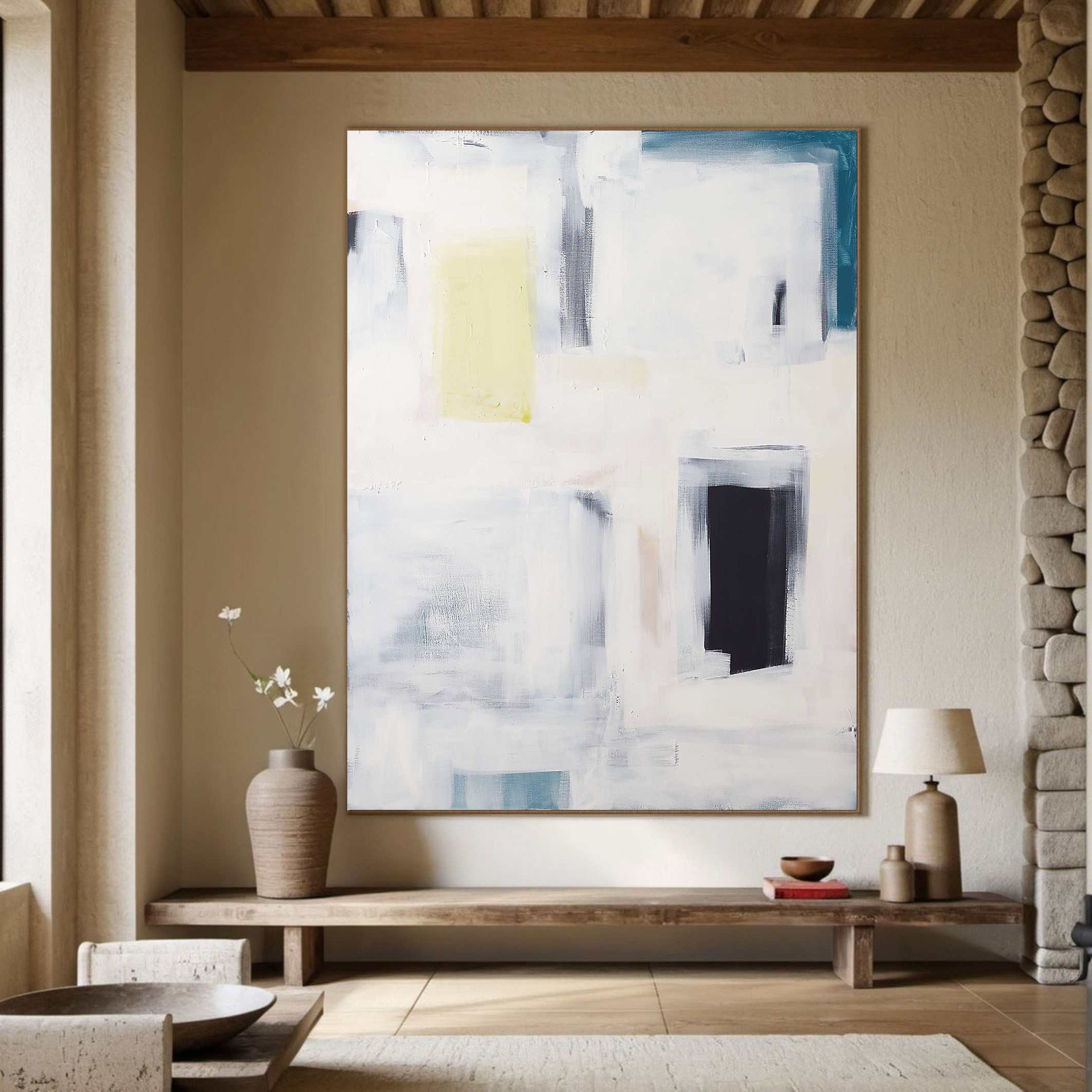 Geometric Abstraction in Soft Tones, Modern Minimalist Art #BGA 091