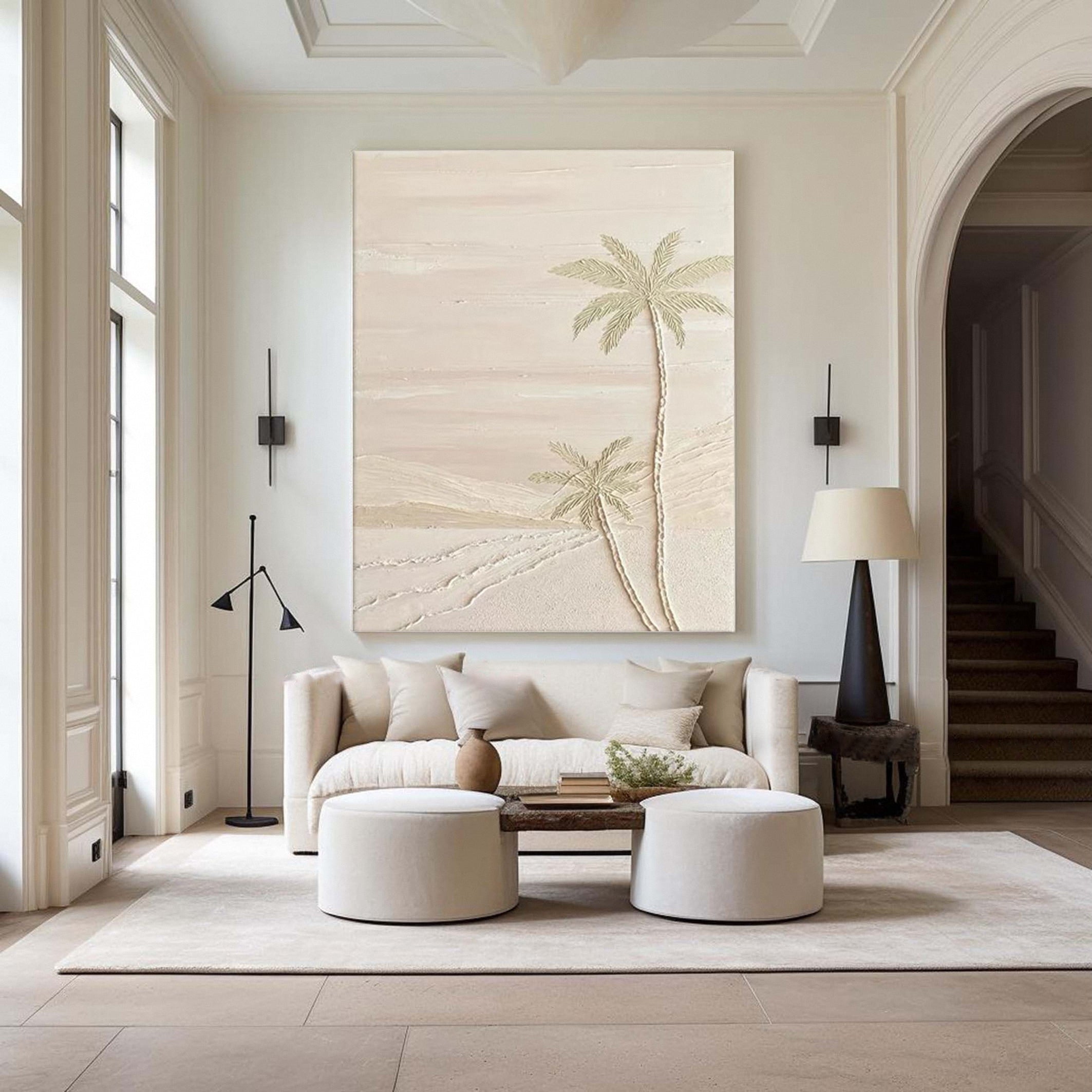 Desert Palms Dream: Minimalist Textured Neutral Canvas #BGA 226
