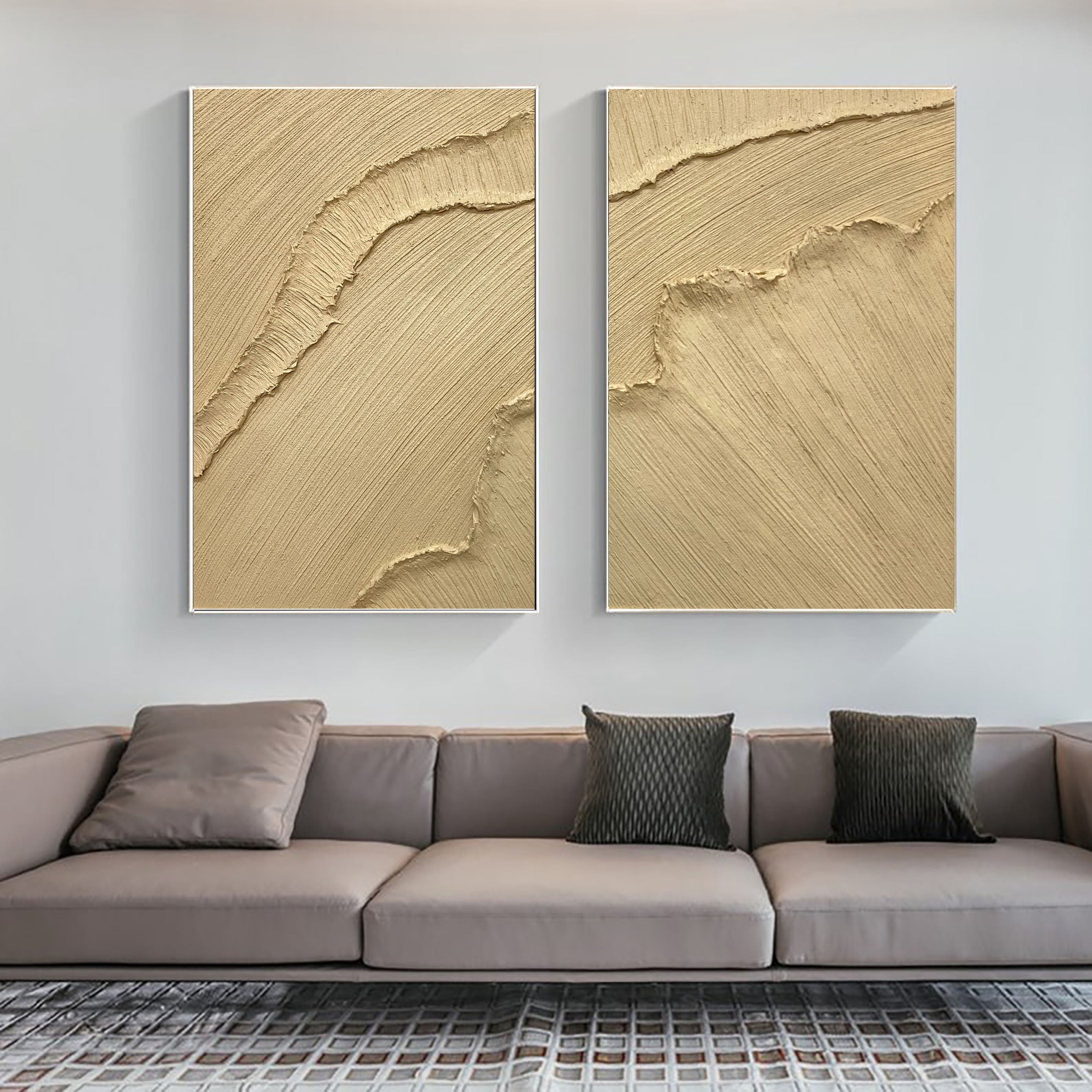Beige Minimalist Ocean Painting Set Of 2 #BBS 020