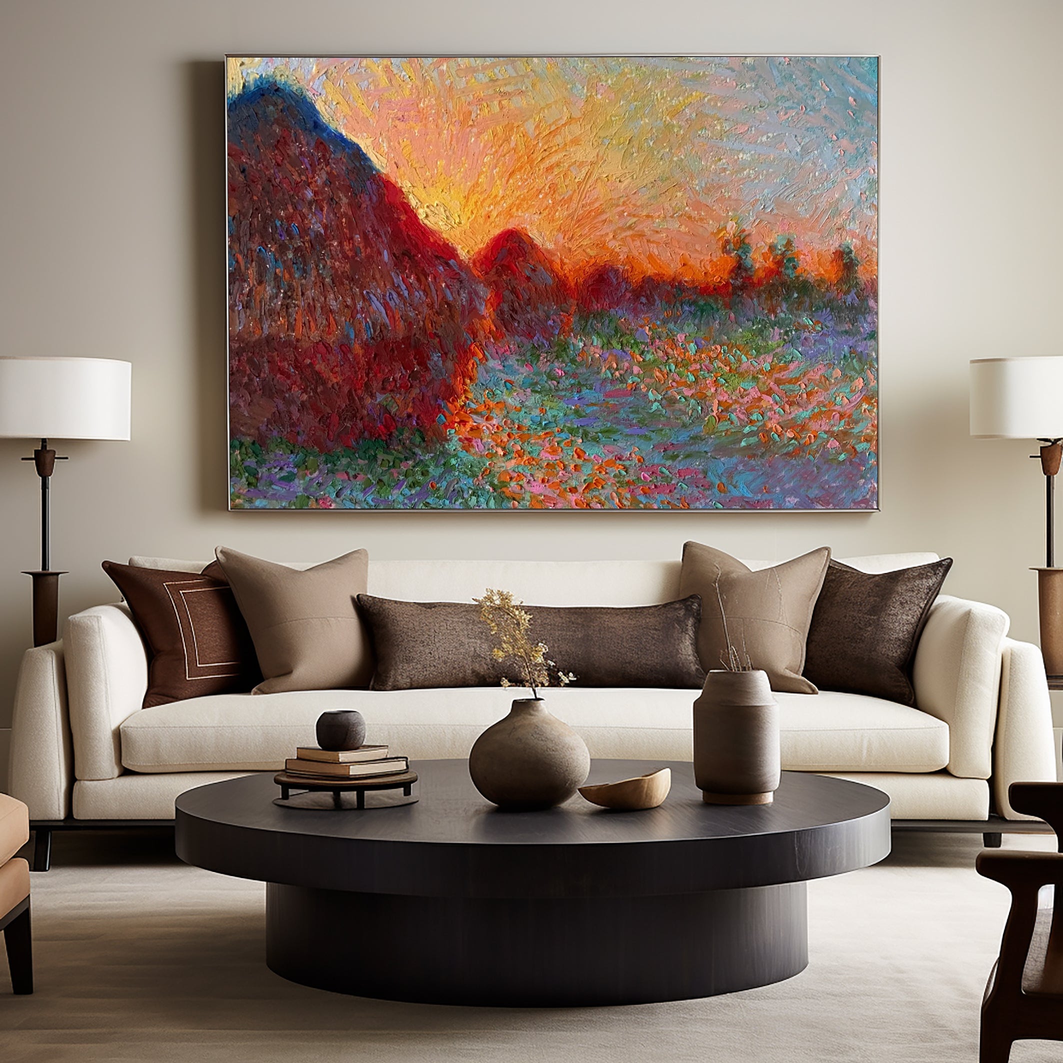 Monet Inspired Landscape, Sunset Palette Art #BGA 185