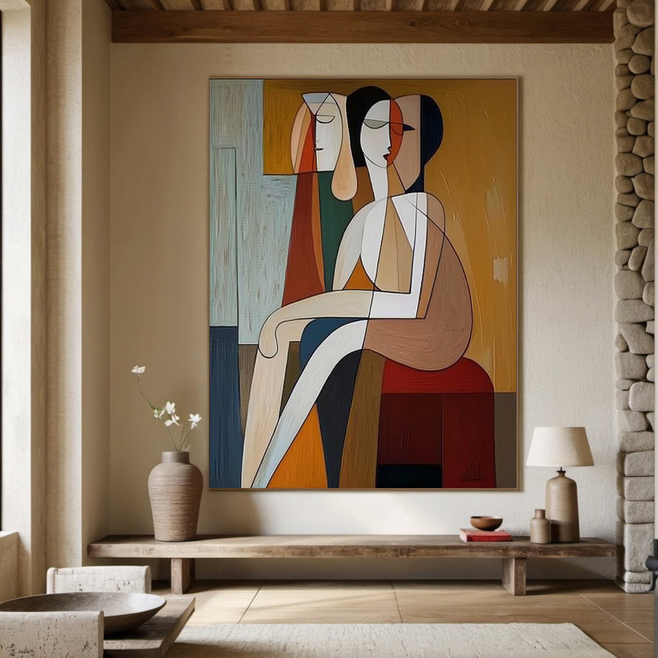 Modern Abstract Figures, Warm Tonal Palette Canvas #BGA 260
