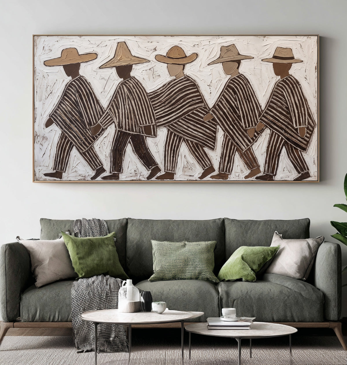 Southwestern Folk Art Painting, Textured Western Wall Art, Hand Painted Figurative Artwork