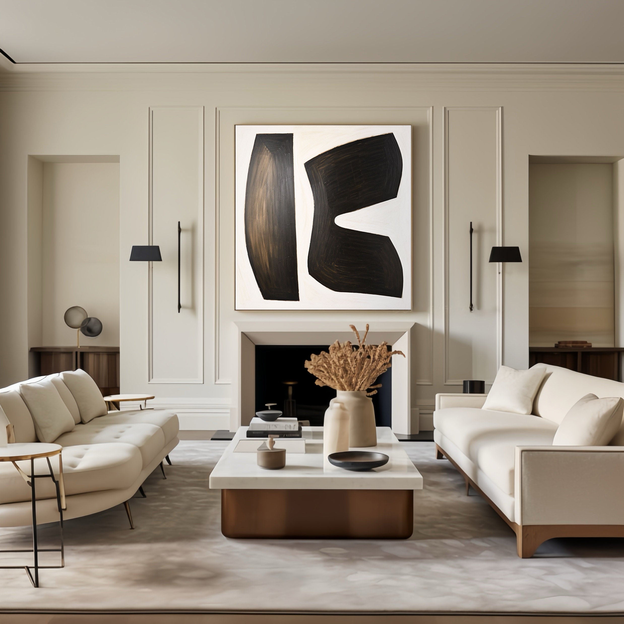 Black & White Abstract Painting #BWA 012