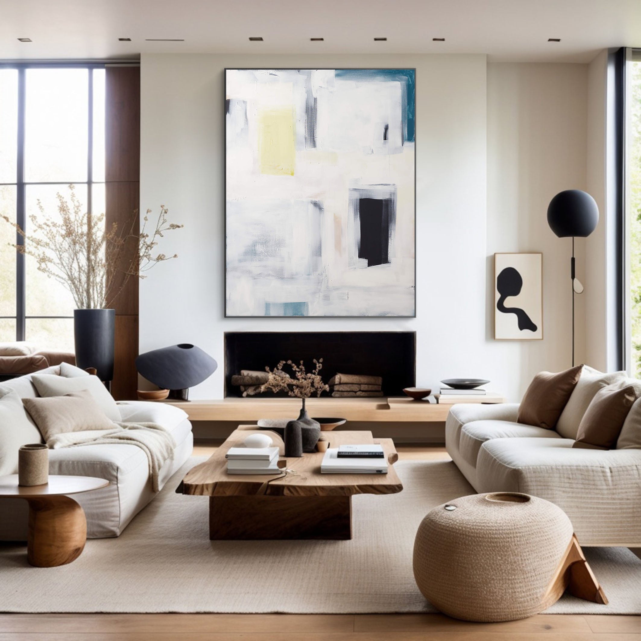 Geometric Abstraction in Soft Tones, Modern Minimalist Art #BGA 091