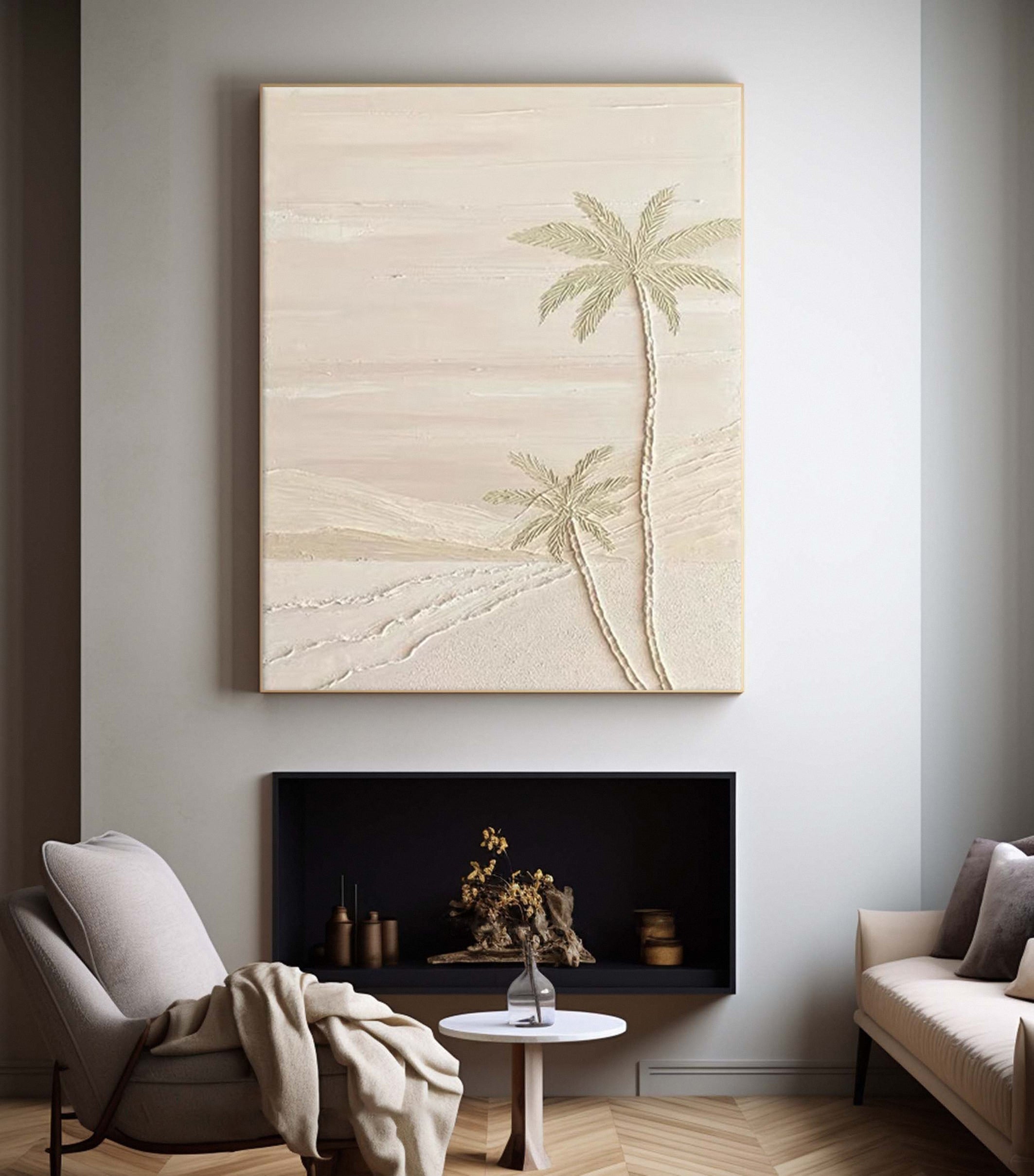Desert Palms Dream: Minimalist Textured Neutral Canvas #BGA 226
