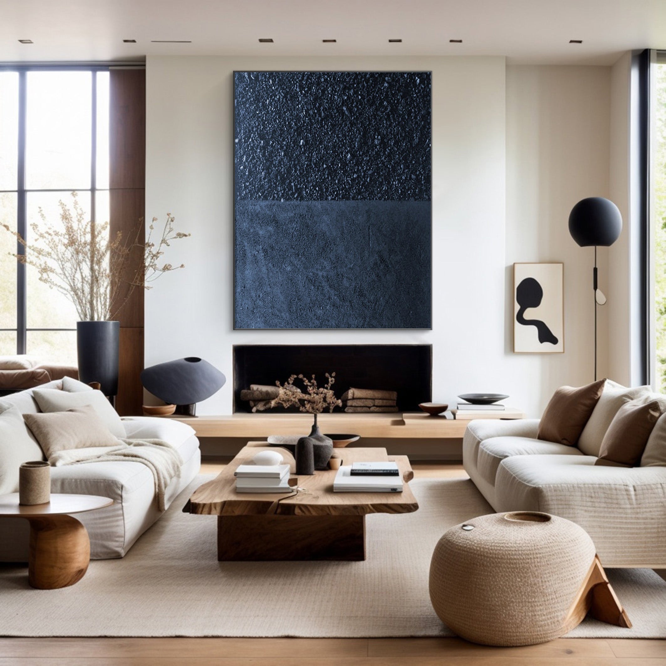 Minimalist Dark Blue Canvas, Textured Abstract Art #BGA 197