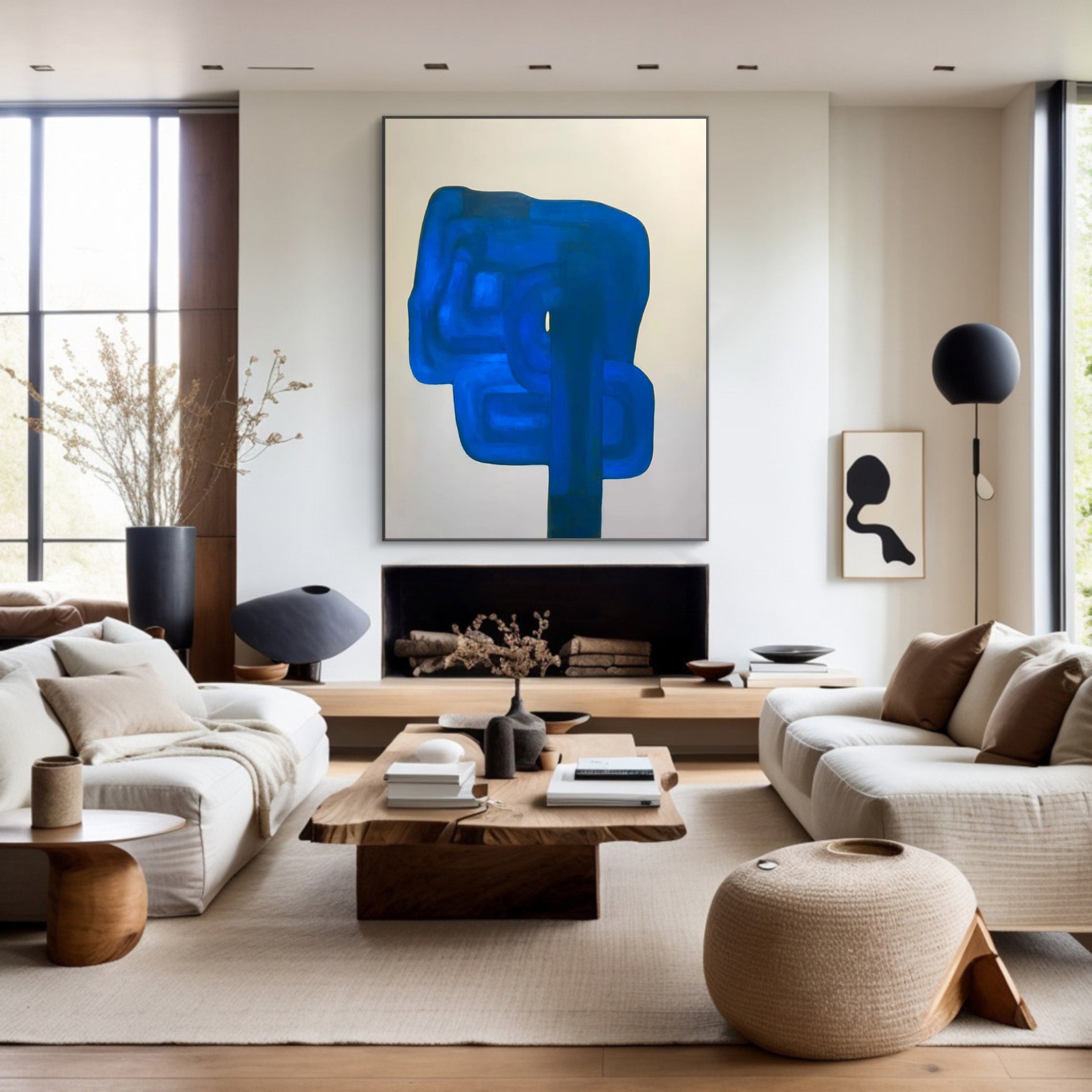 Azure Form: Bold Blue Abstract, Modern Minimalist Art #BGA 201