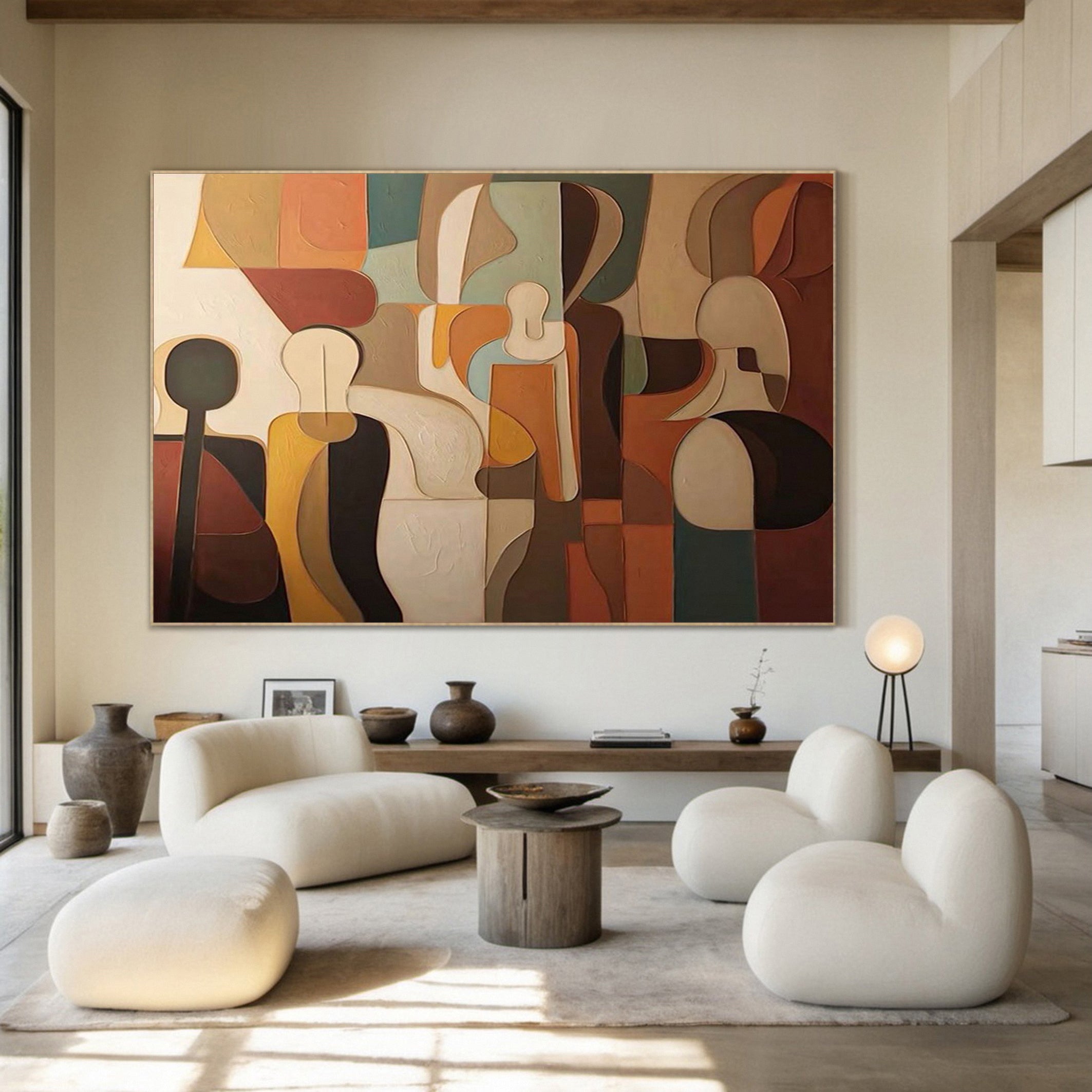Constructed Figures: Cubist Tribute Painting, Modern Wall Art #BGA 220