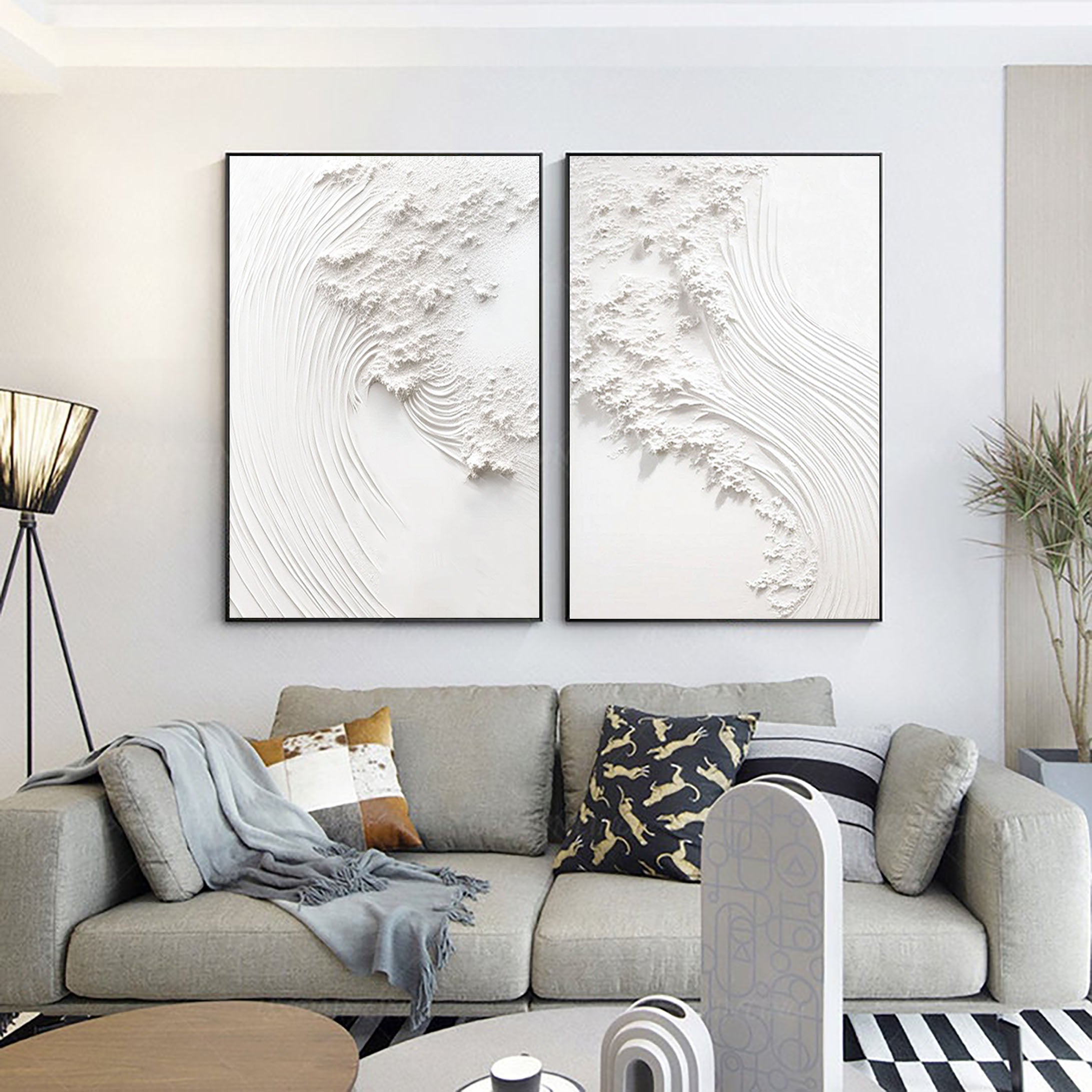White Minimalist Painting Set Of 2 #WMS 033