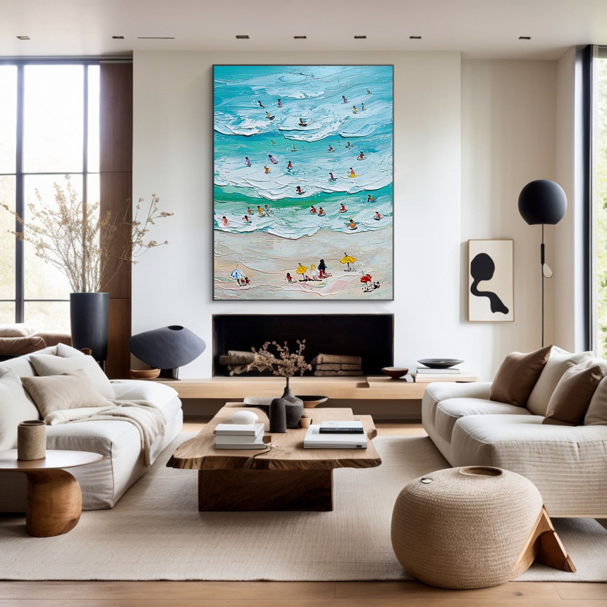 Vibrant Beach Scene Canvas Colorful Coastal Wall Art #CAP 029