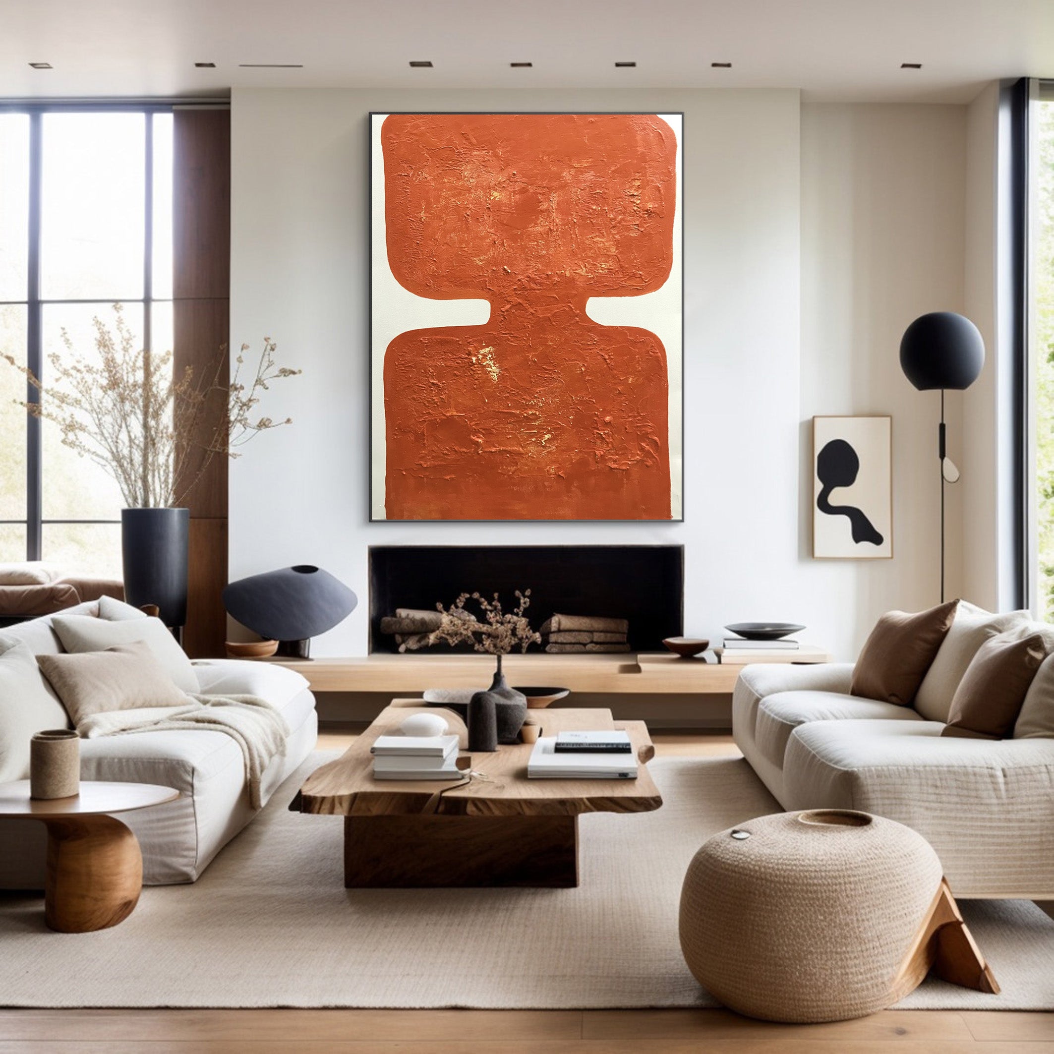 Sunset Hue: Orange Abstract Art, Minimalist Statement Piece #BGA 202