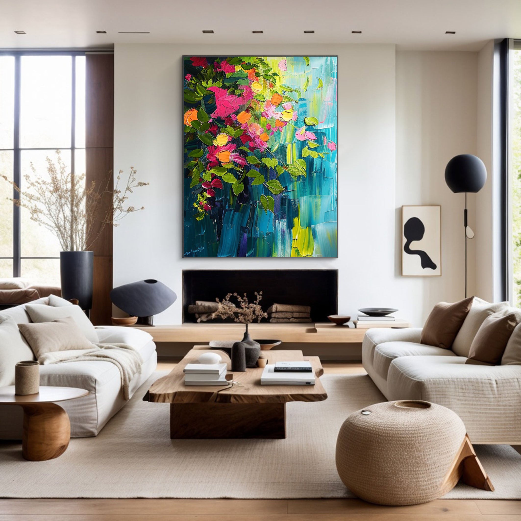 Summer Flowers Abstract Painting Bright Wall Decor #CAP 032