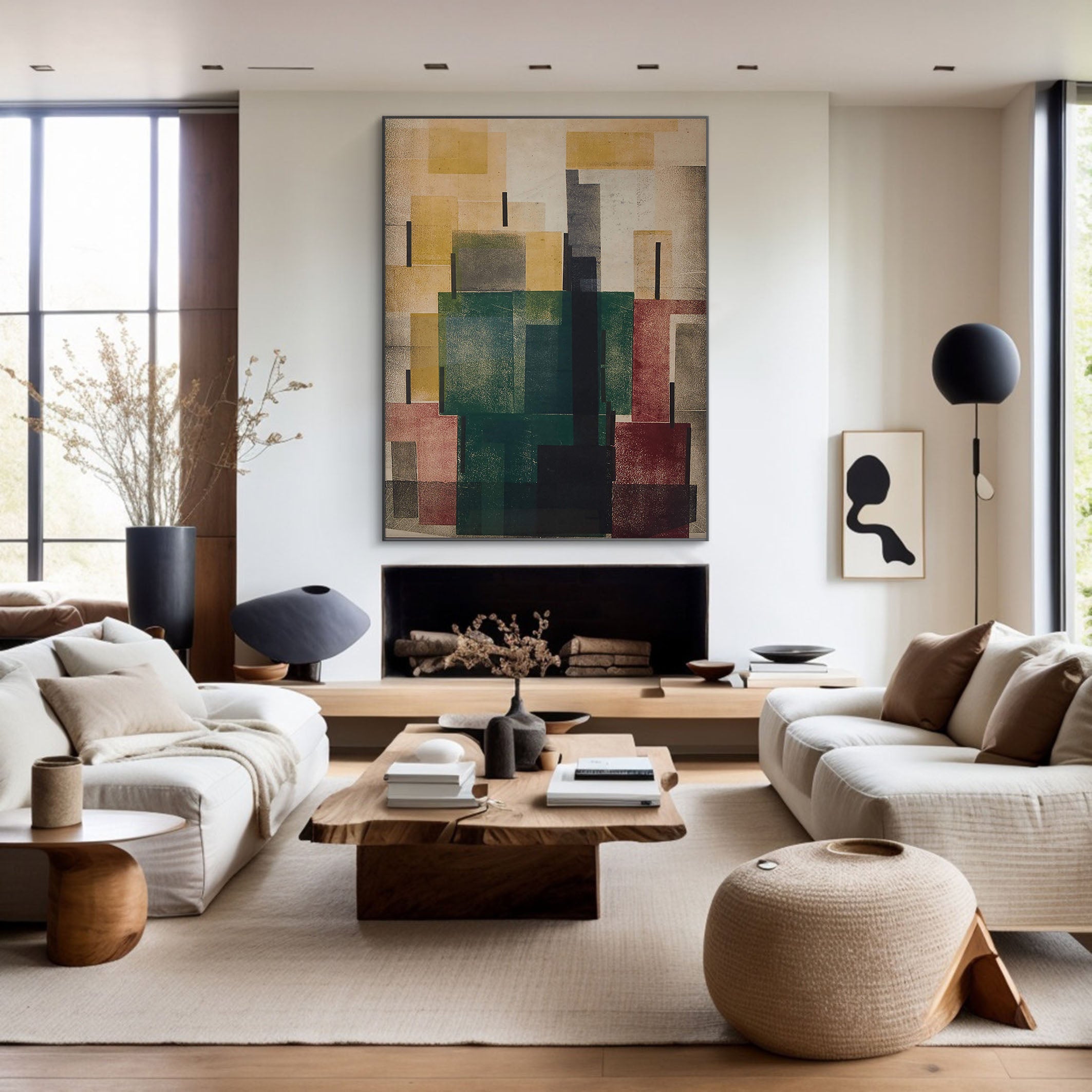 Urban Abstract With Layered Shapes, Contemporary Canvas #BGA 098