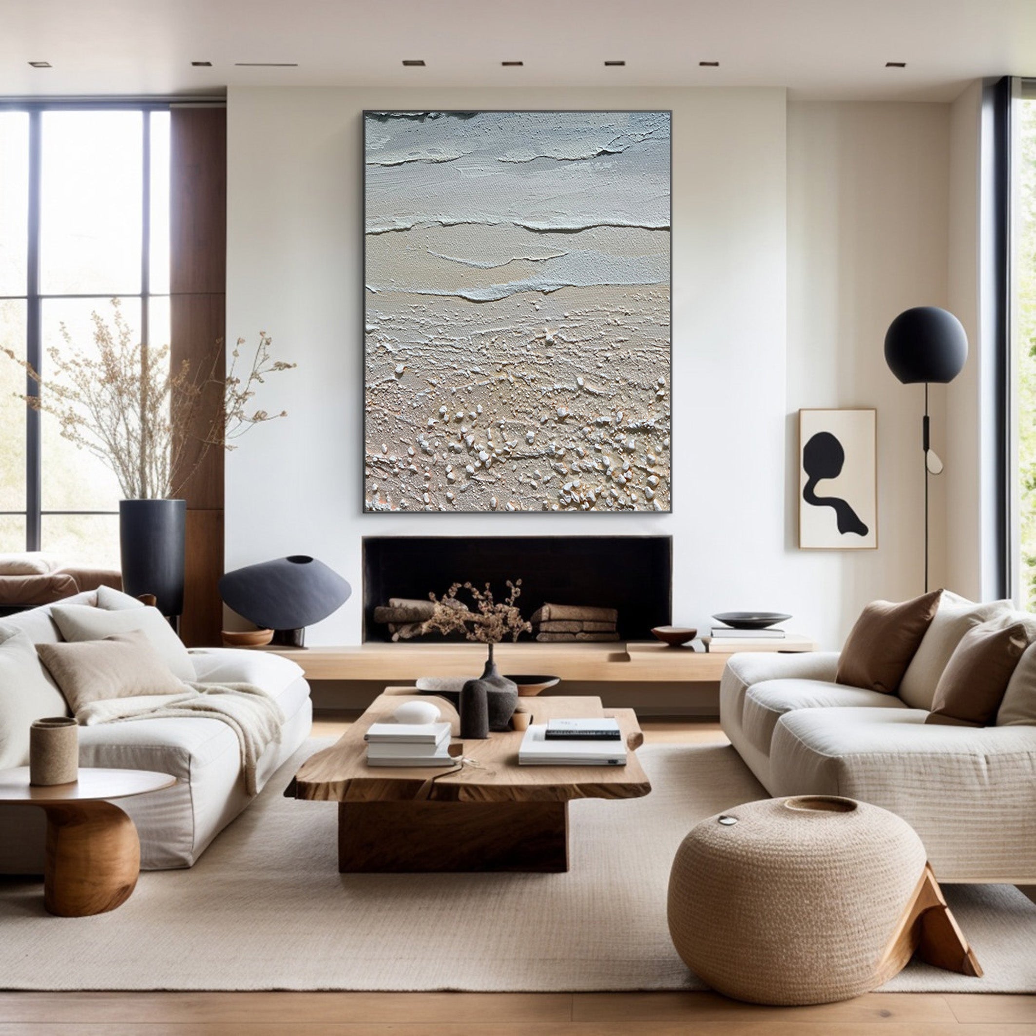 Large Abstract Beach Painting, Tactile Coastal Wall Art #BGA 210