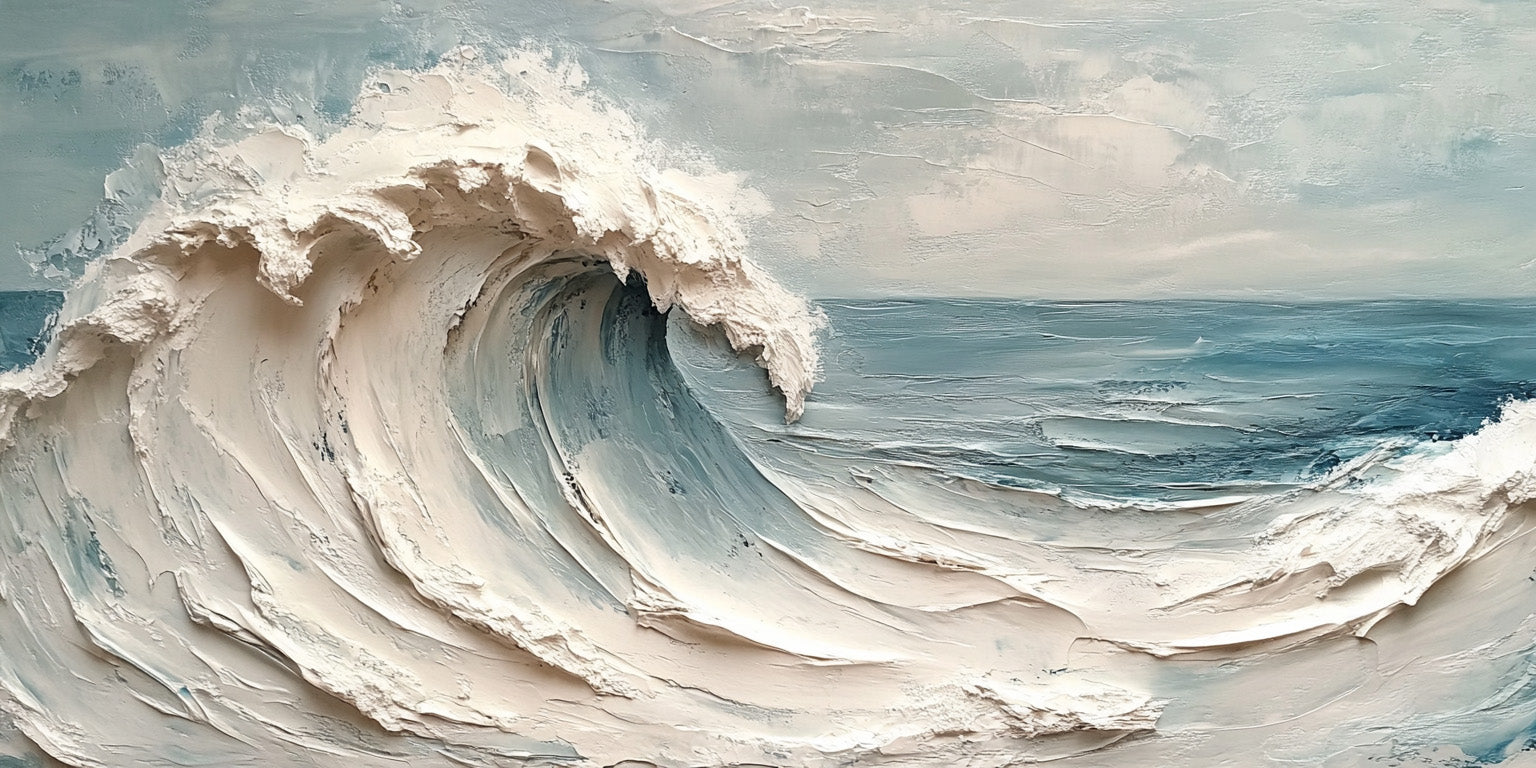 Impasto Ocean Wave Painting, Dynamic Seascape Wall Art #BGA 263