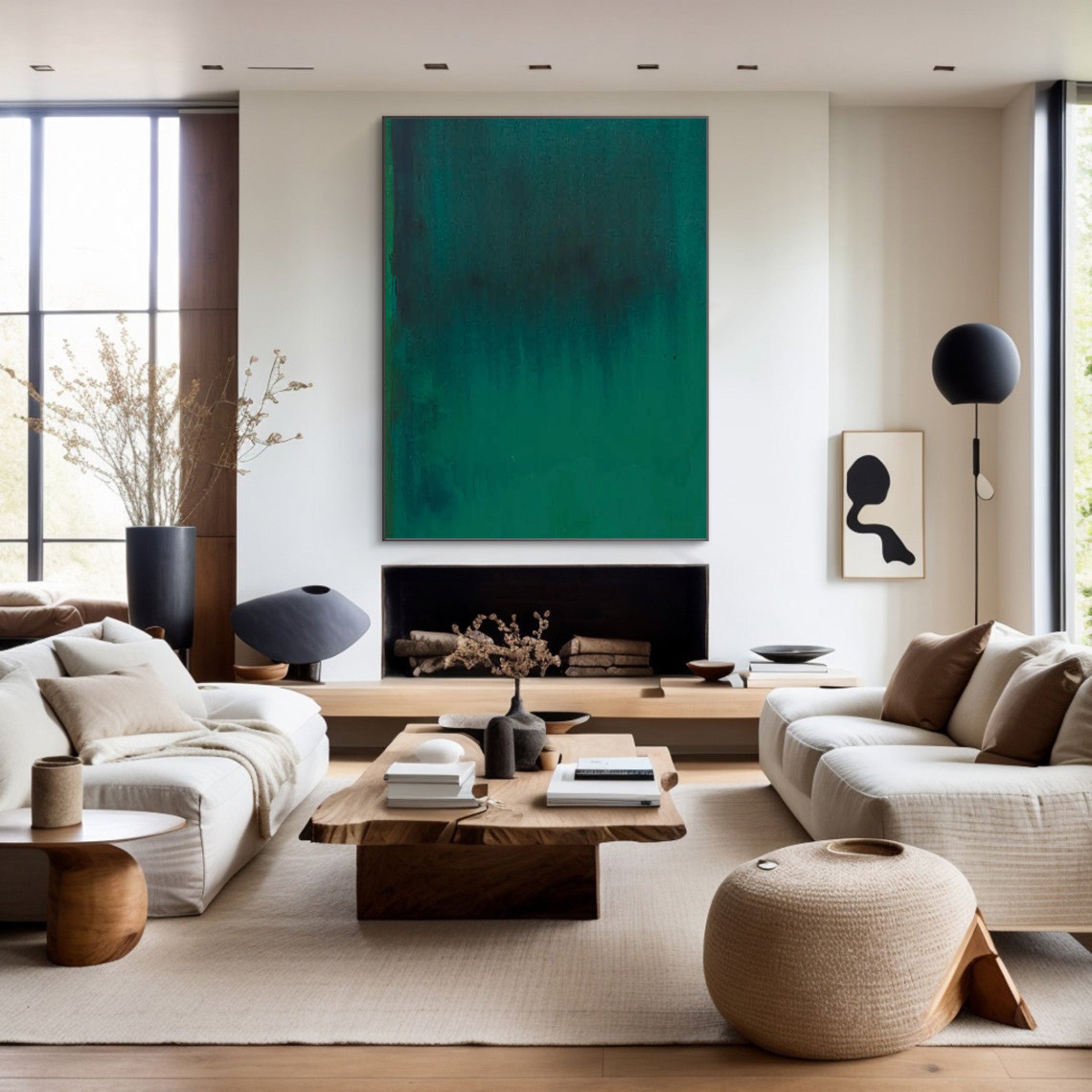 Aurora Green Canvas, Atmospheric Minimalist Decor #BGA 198