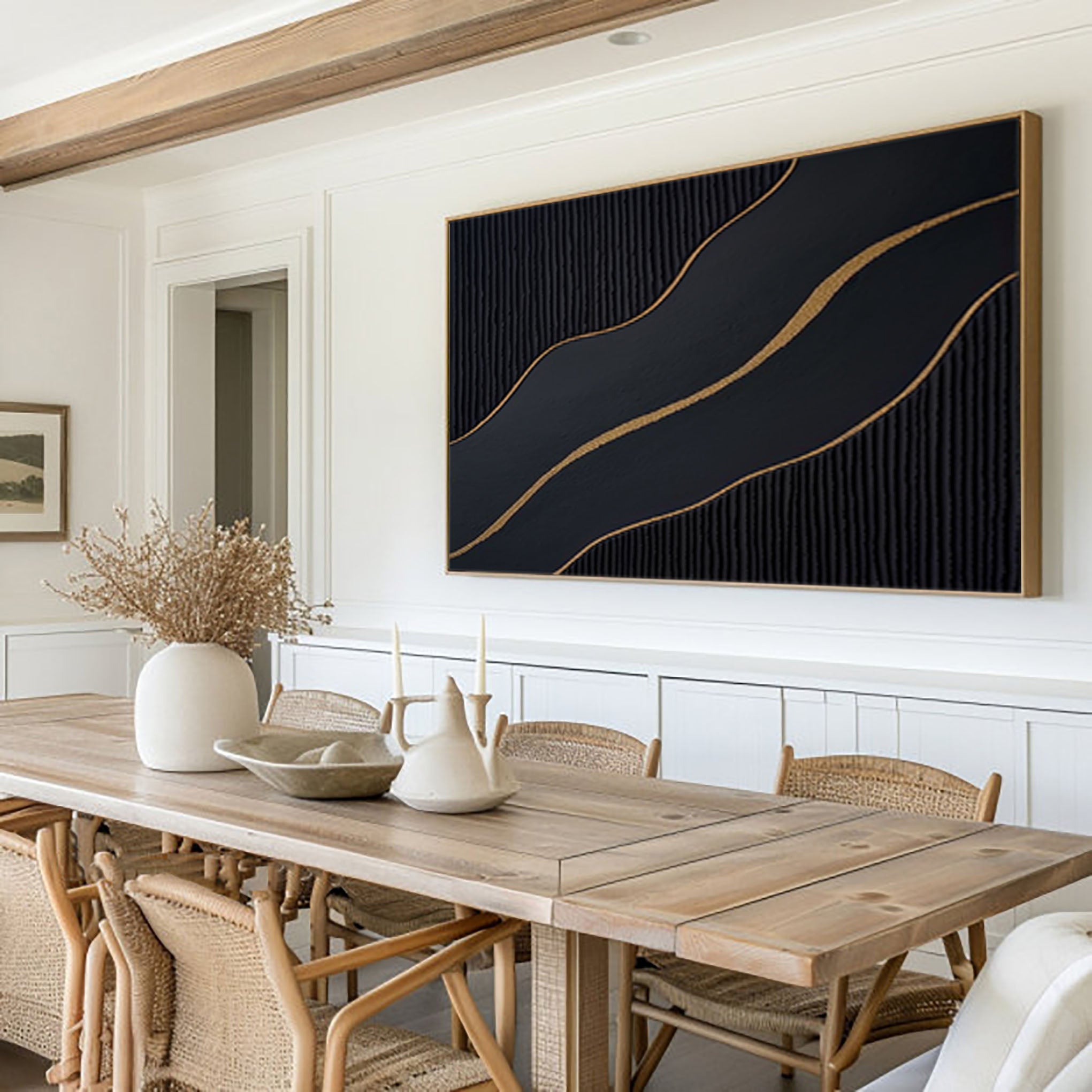 Luxury Black and Gold Abstract Painting on Canvas #BM 089