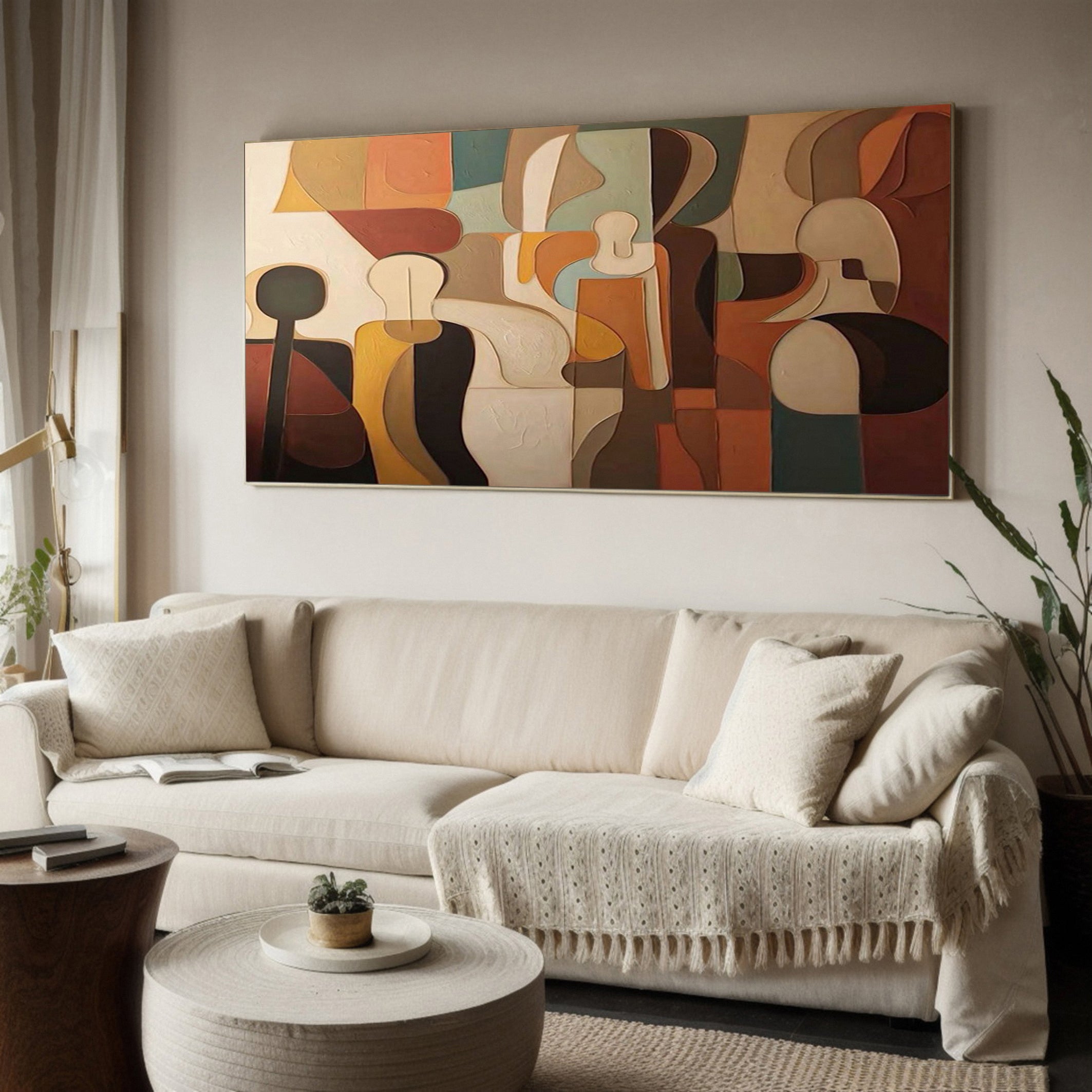 Constructed Figures: Cubist Tribute Painting, Modern Wall Art #BGA 220