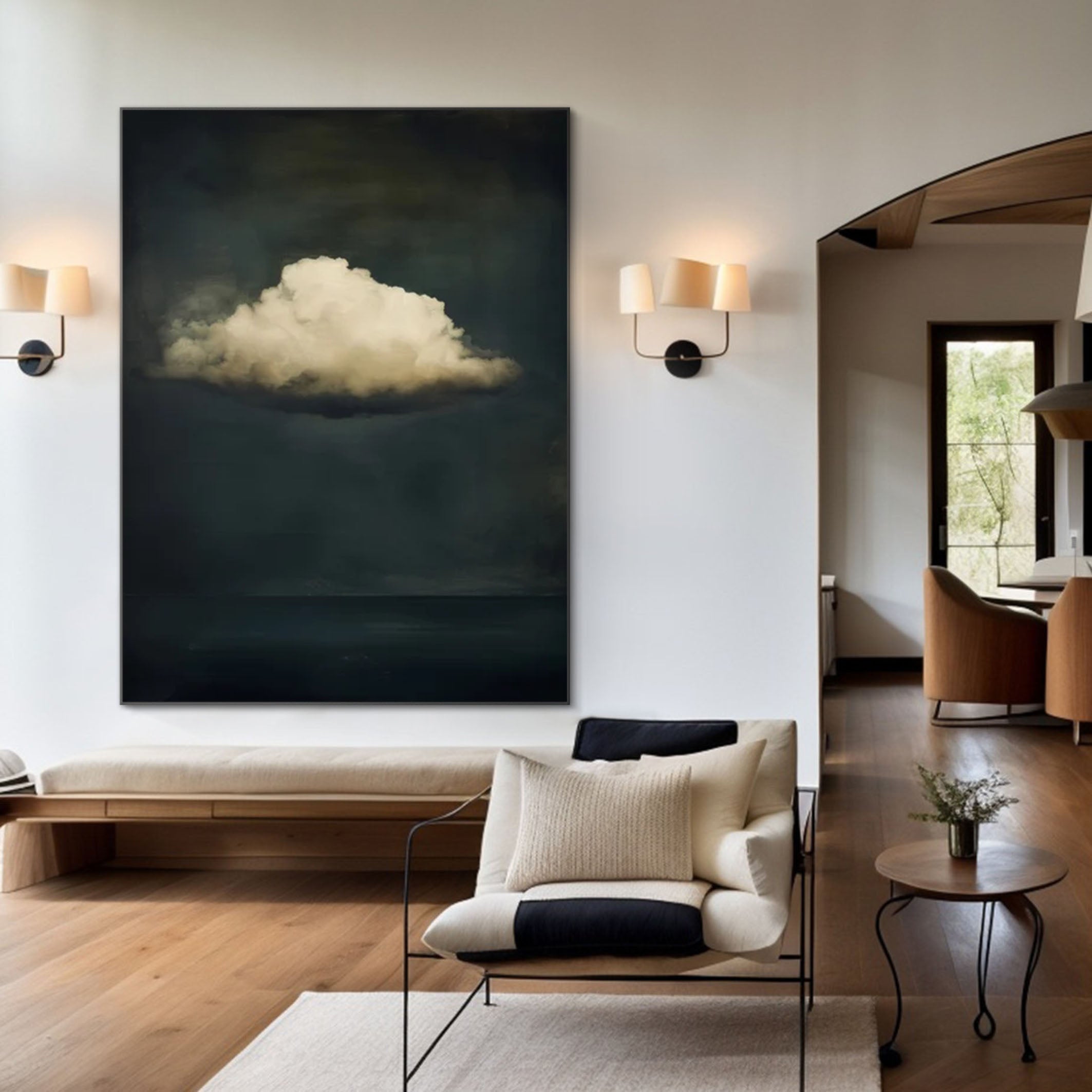 Pastel Cloud Art Large Abstract Canvas for Relaxing Ambiance #SP 005