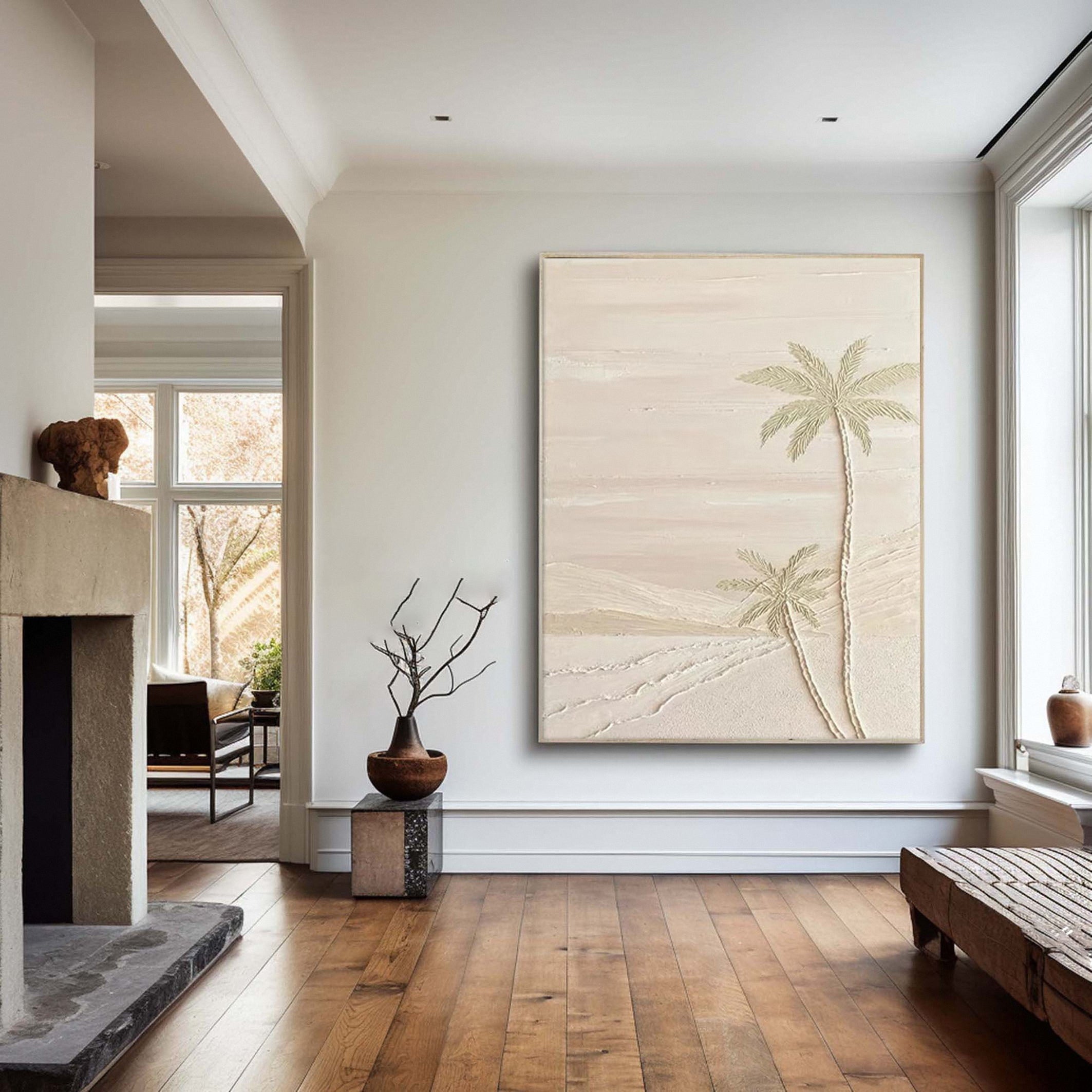 Desert Palms Dream: Minimalist Textured Neutral Canvas #BGA 226