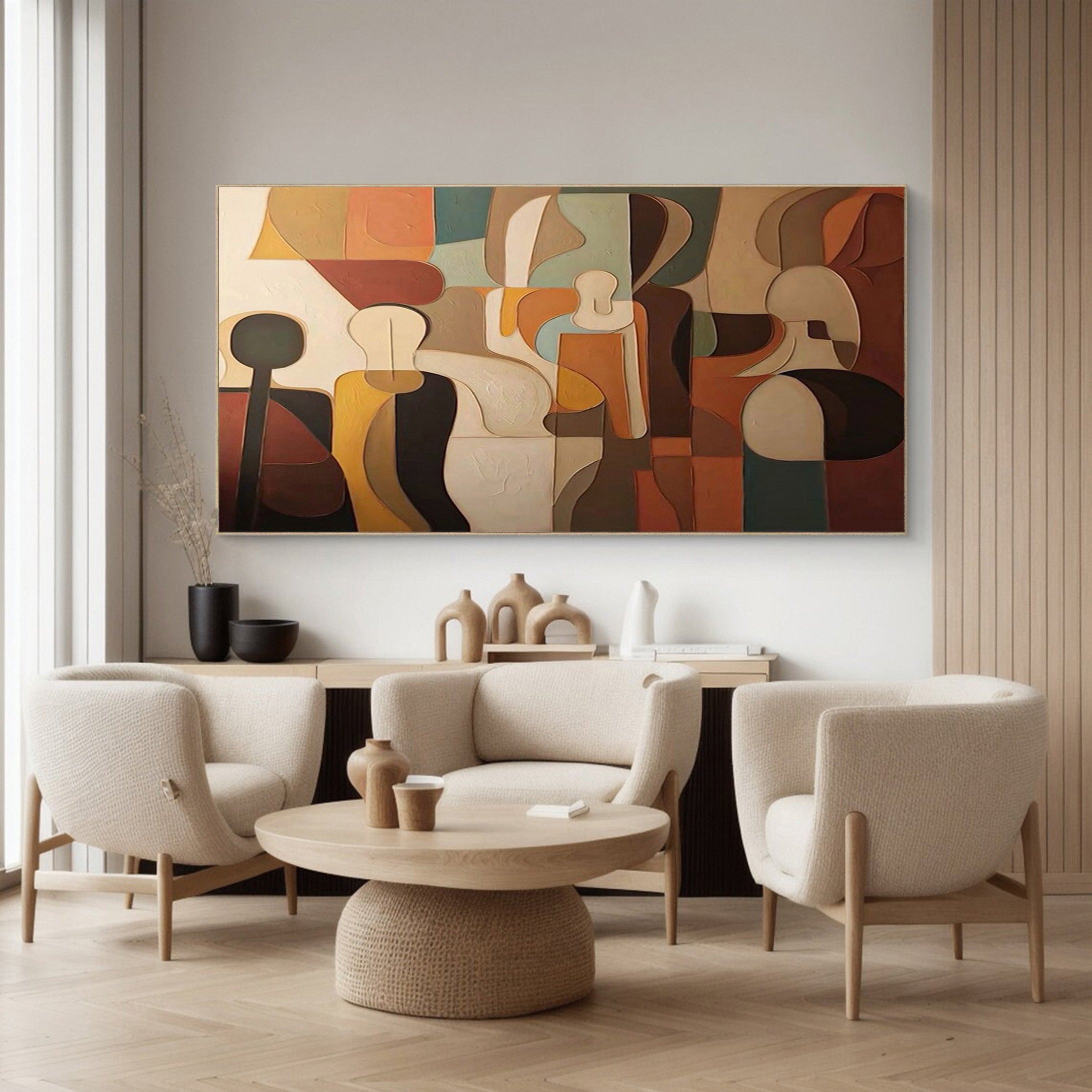 Constructed Figures: Cubist Tribute Painting, Modern Wall Art #BGA 220