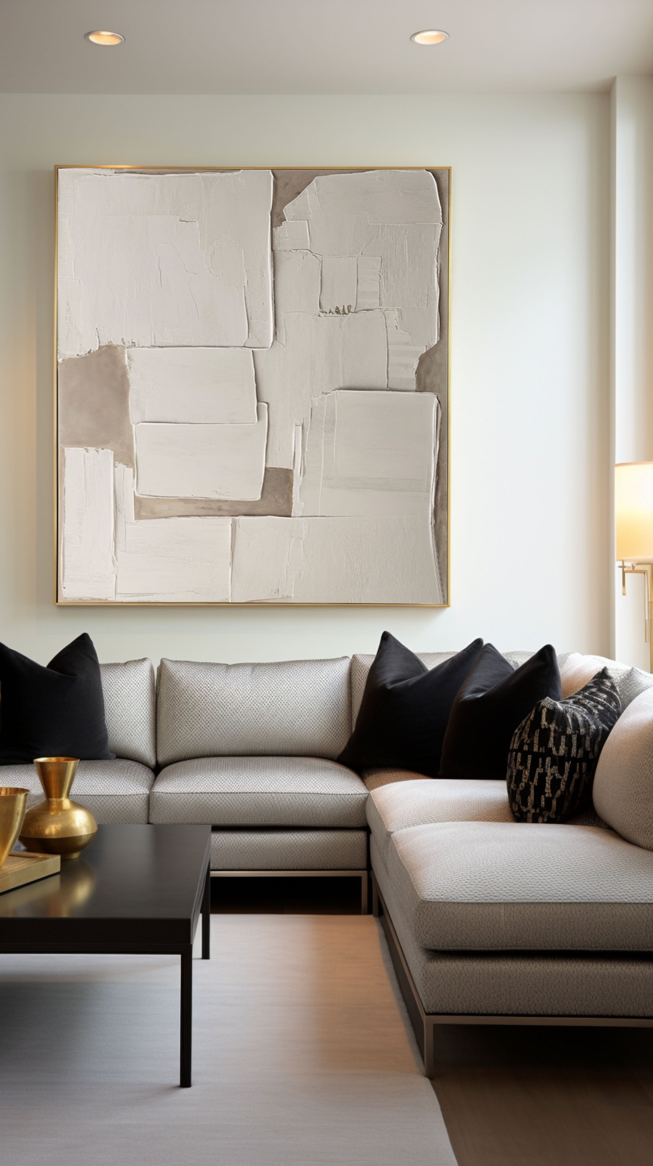 Wabi Sabi Off-White Painting with Textured Organic Forms #BGA 290