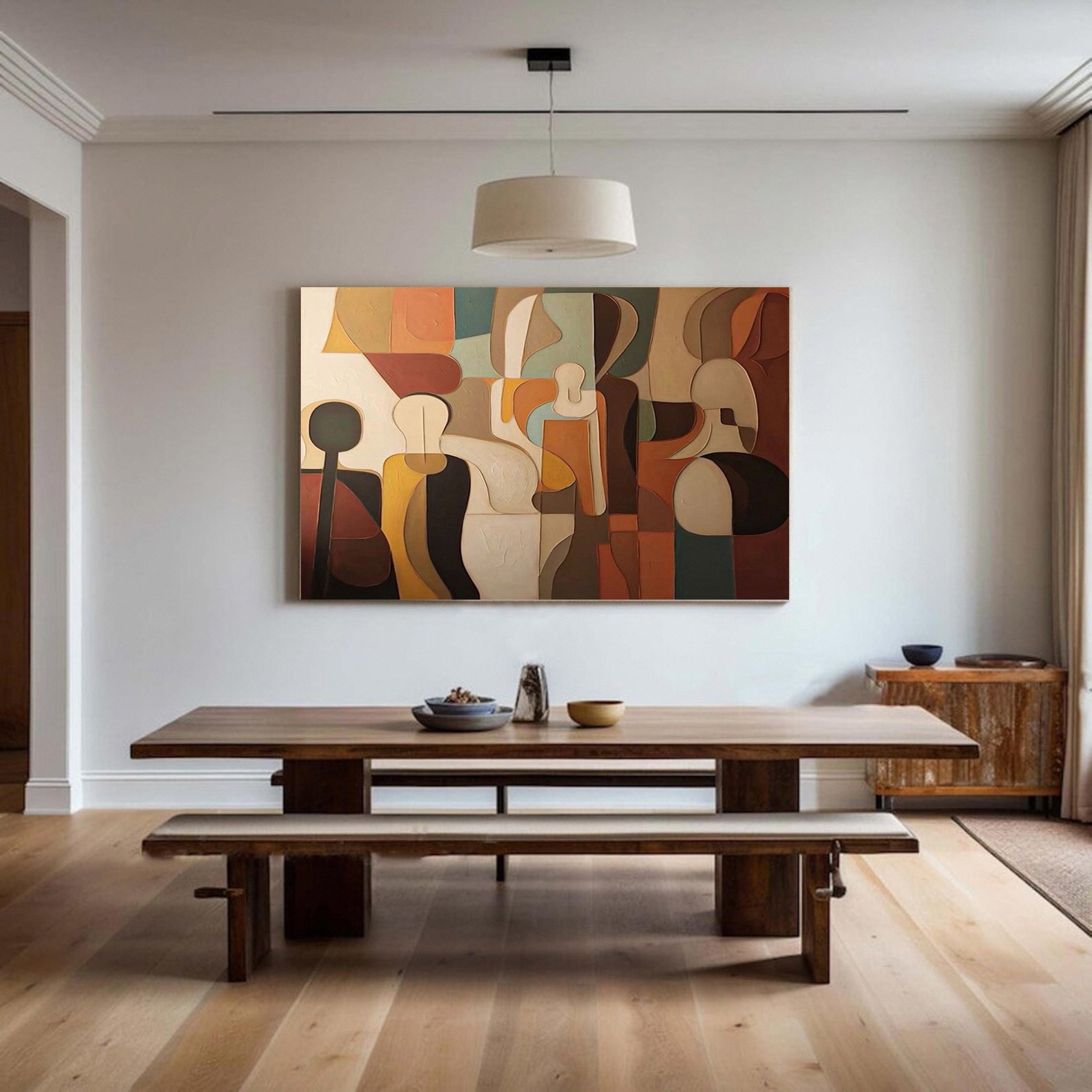 Constructed Figures: Cubist Tribute Painting, Modern Wall Art #BGA 220