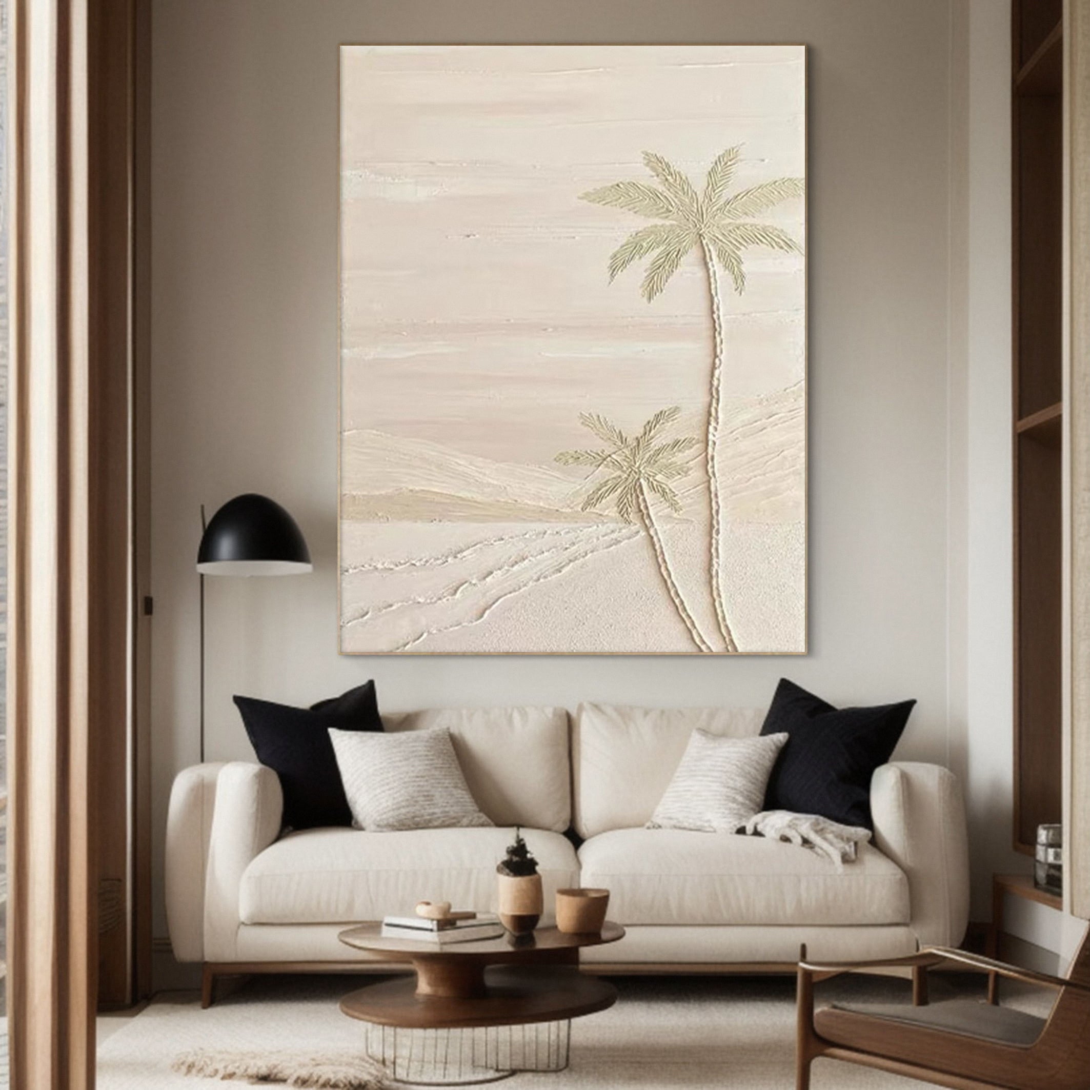 Desert Palms Dream: Minimalist Textured Neutral Canvas #BGA 226