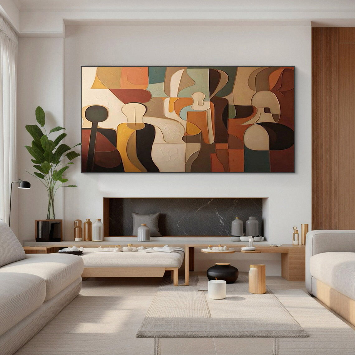 Constructed Figures: Cubist Tribute Painting, Modern Wall Art #BGA 220