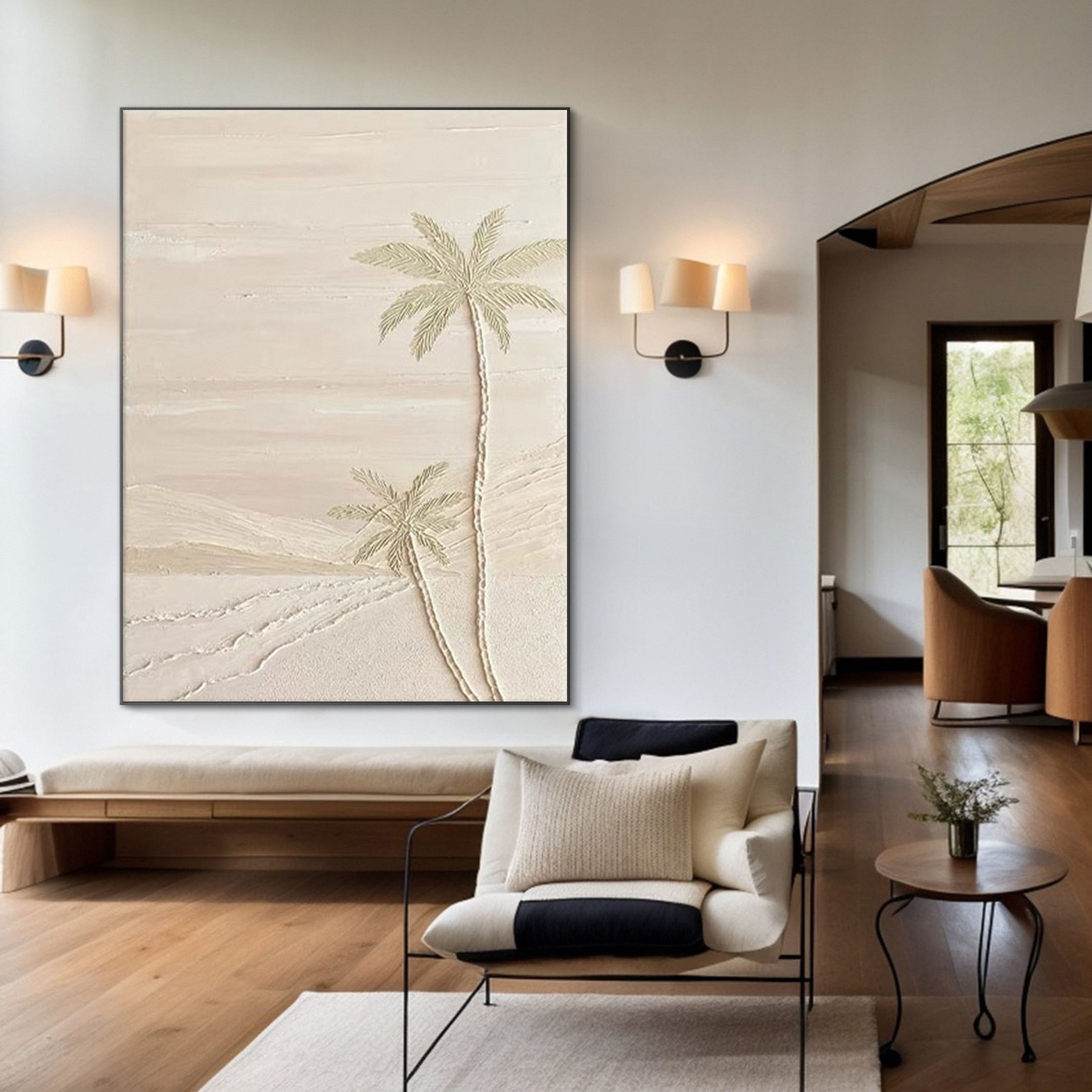 Desert Palms Dream: Minimalist Textured Neutral Canvas #BGA 226