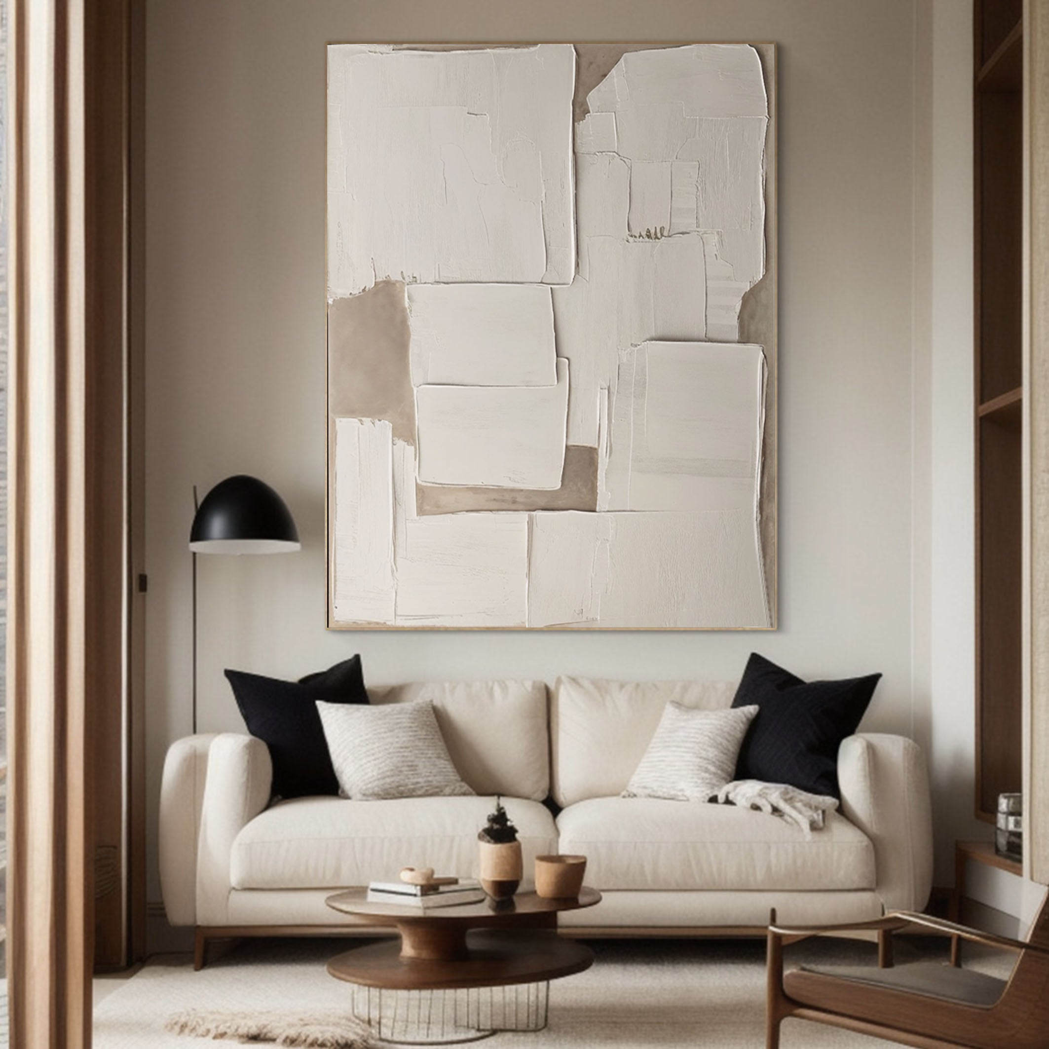 3D Abstract Wall Art, Beige and White Impasto #BGA 224