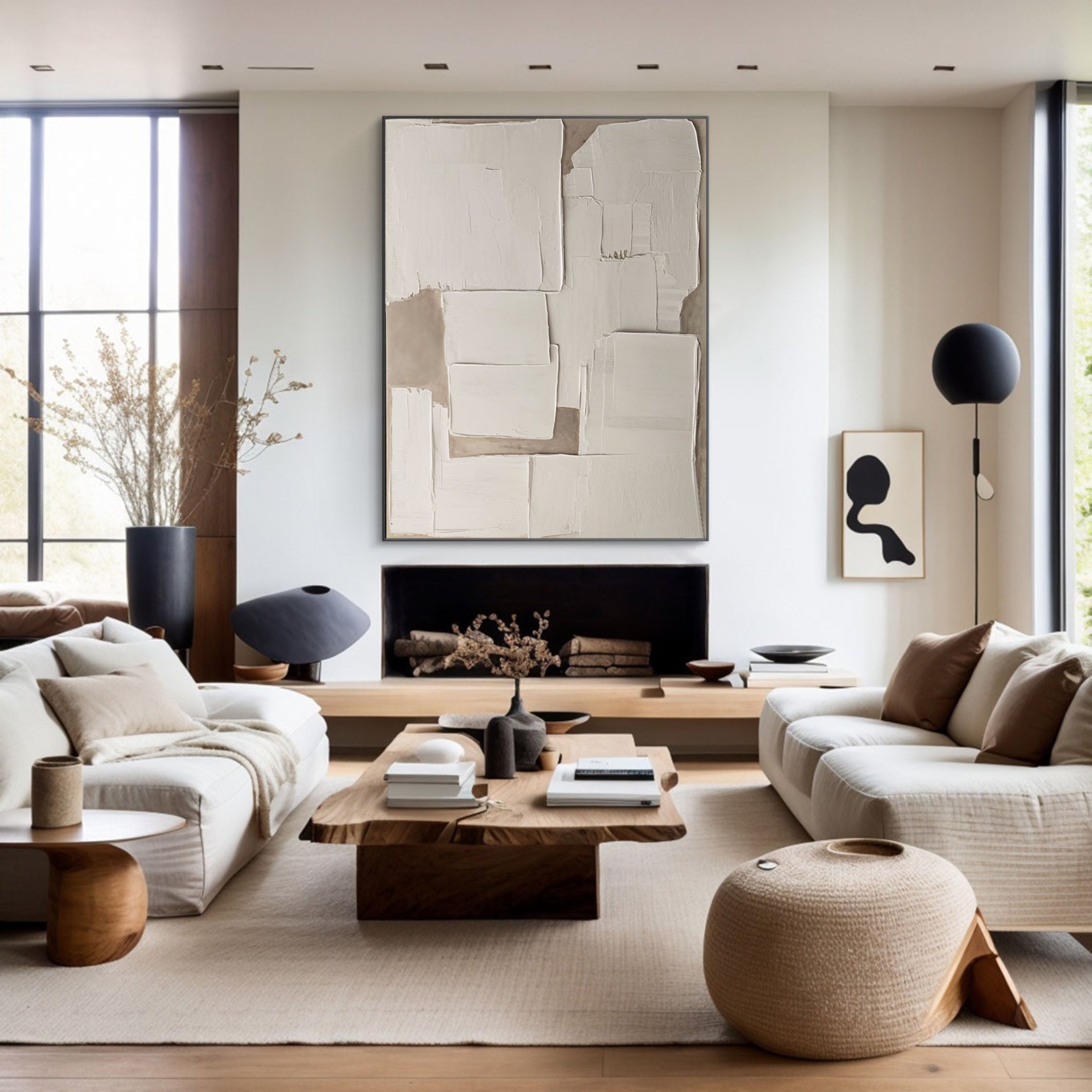 3D Abstract Wall Art, Beige and White Impasto #BGA 224