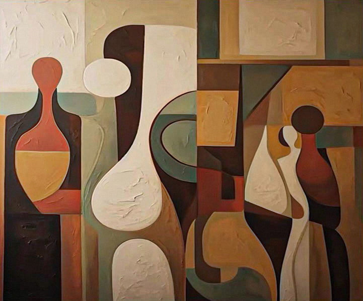 Cubist Inspired Figures, Harmonious Abstraction Canvas #BGA 221
