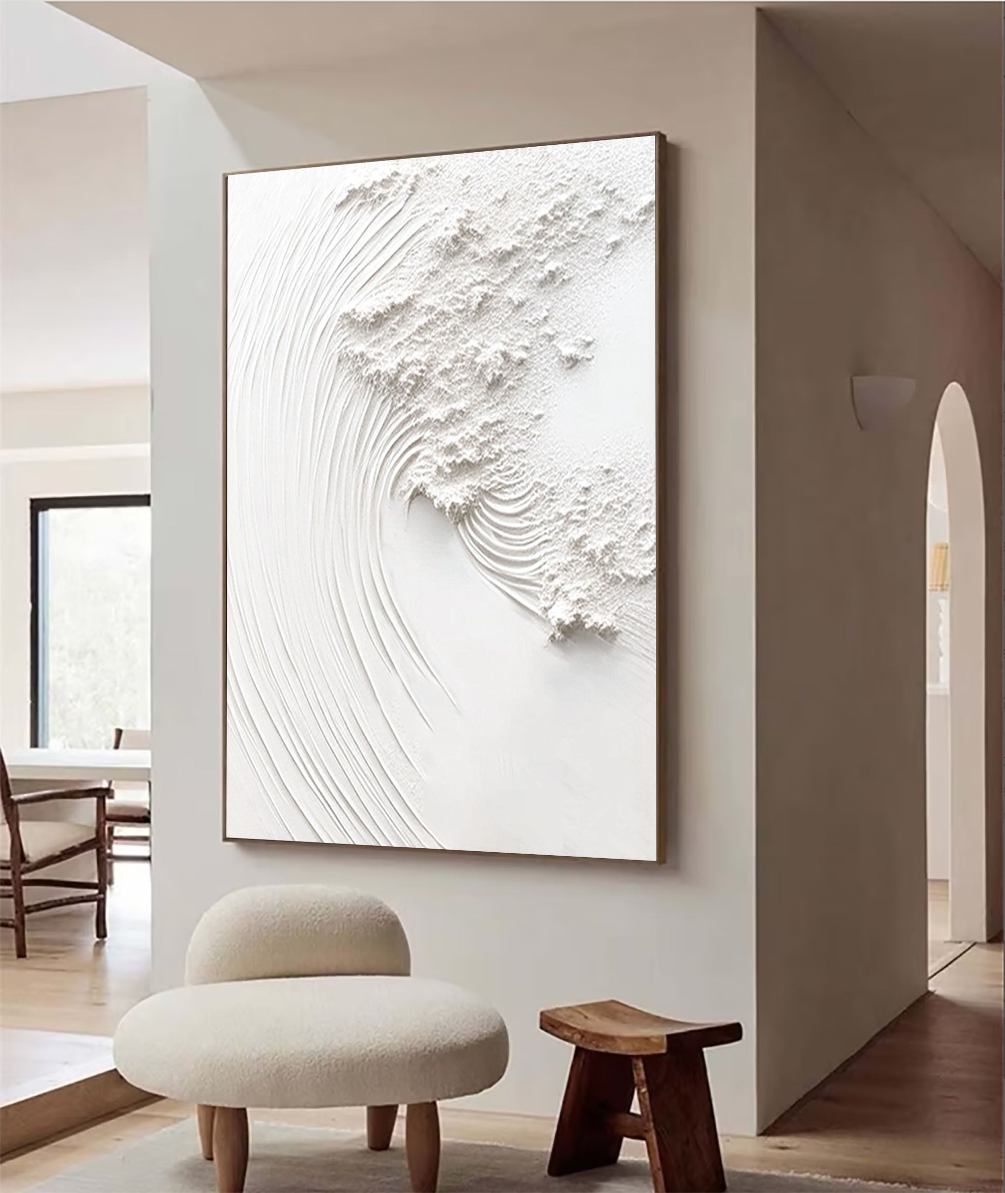 Serene White Textured Canvas Wall Art #WM 040