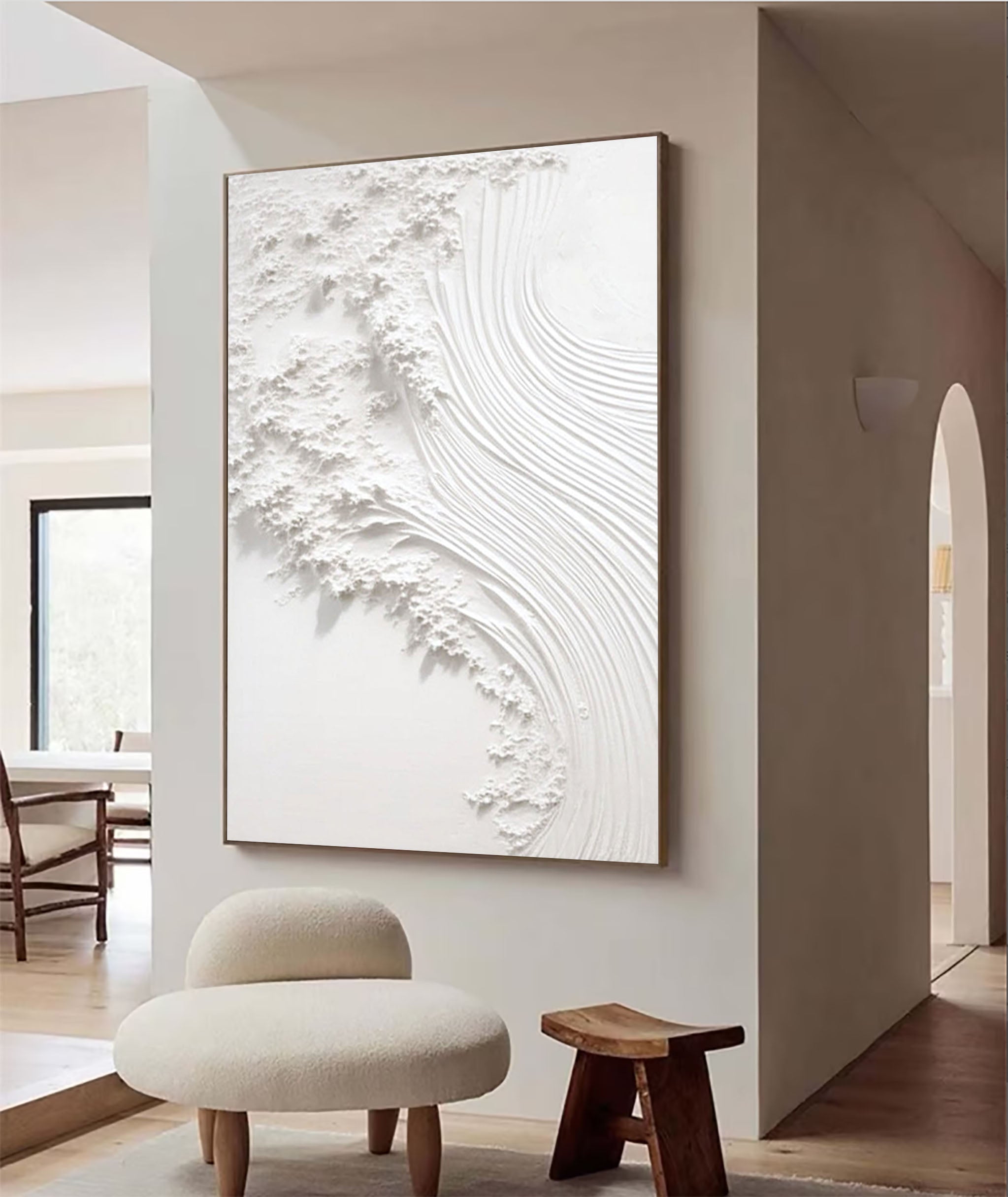Serene White Textured Canvas Wall Art #WM 041