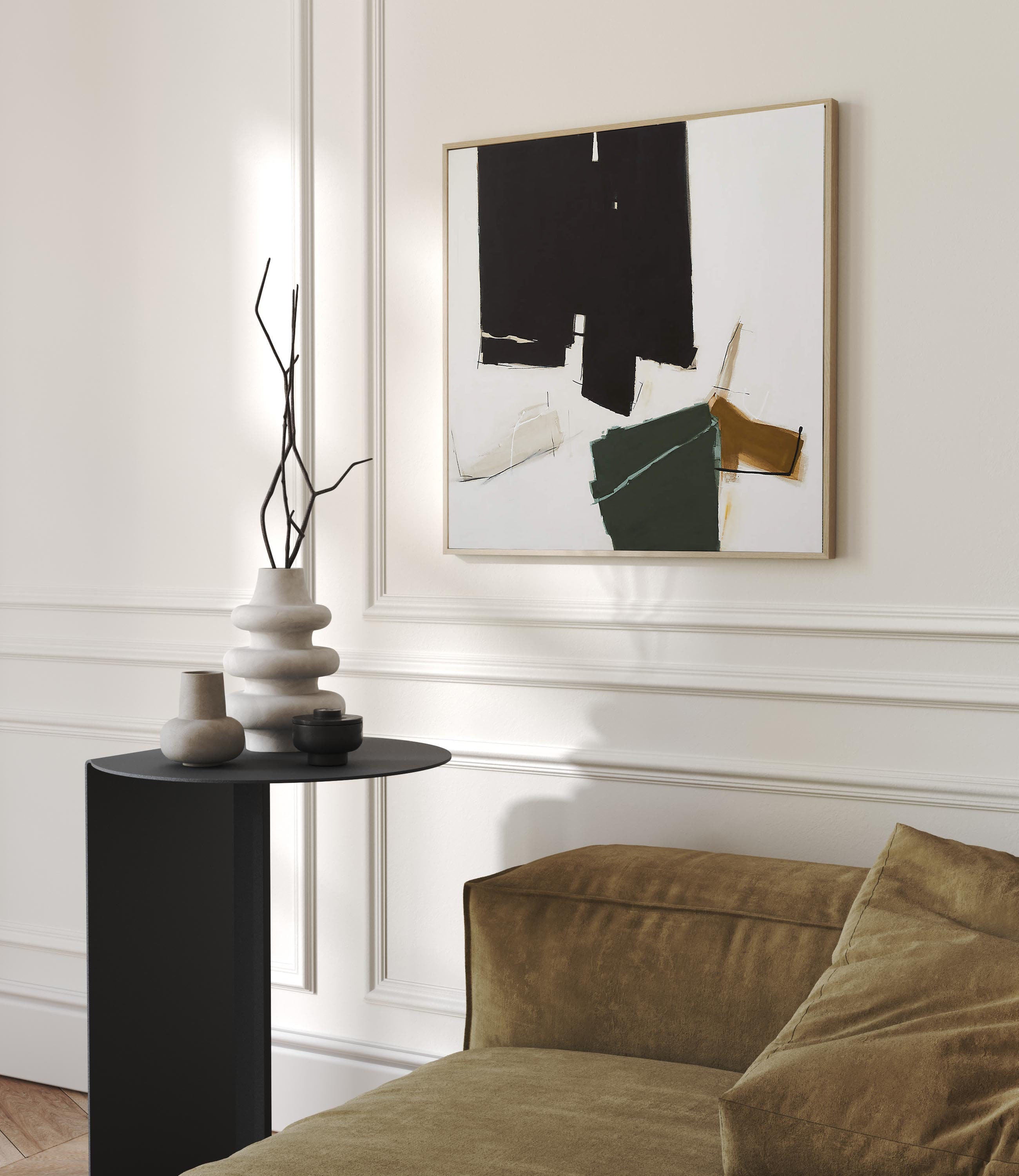 Black and Color Abstraction, Framed Contemporary Wall Art #BGA 125