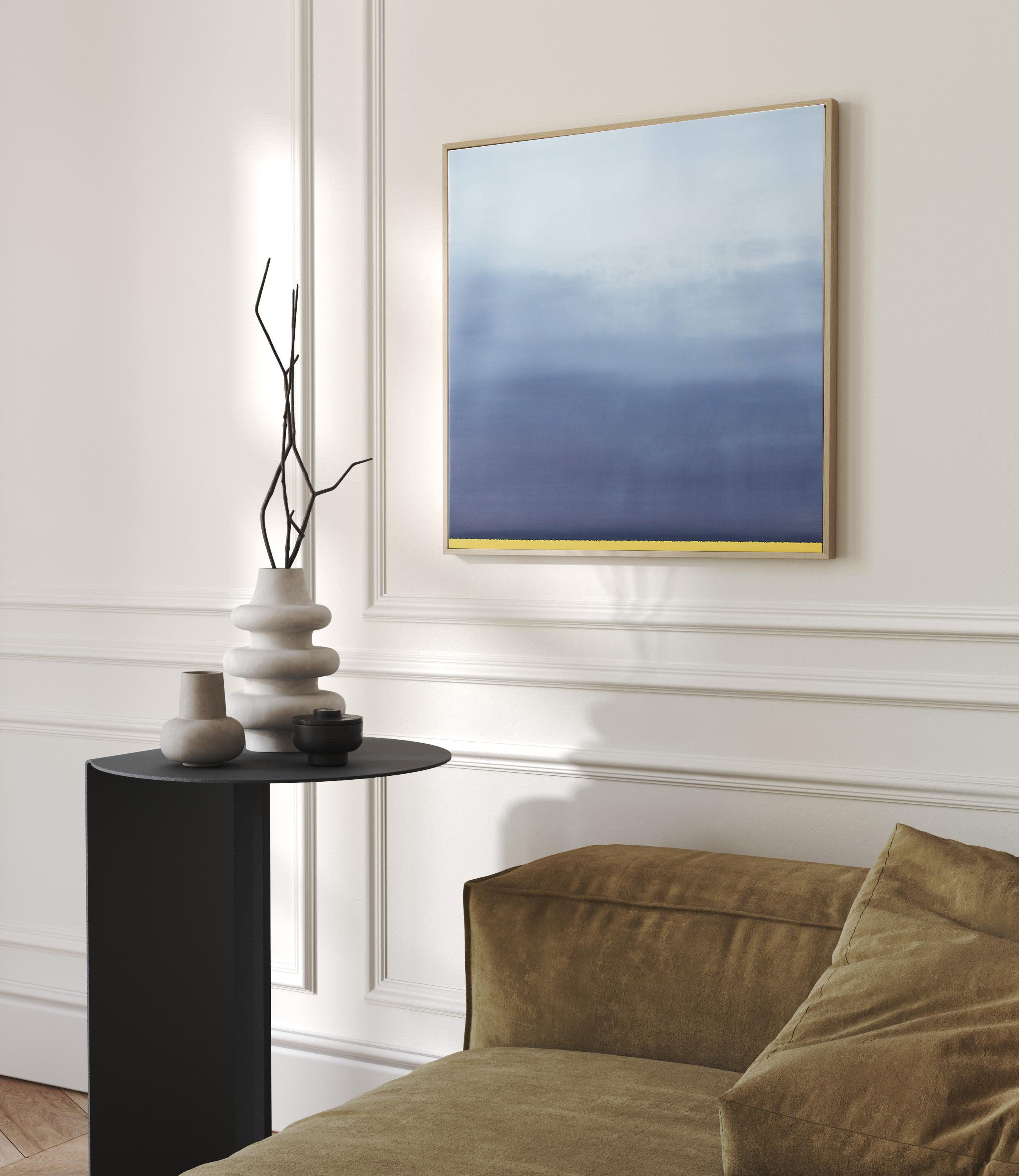 Soft Blue to Light Gradient, Warm Line, Minimalist Landscape #BGA 129