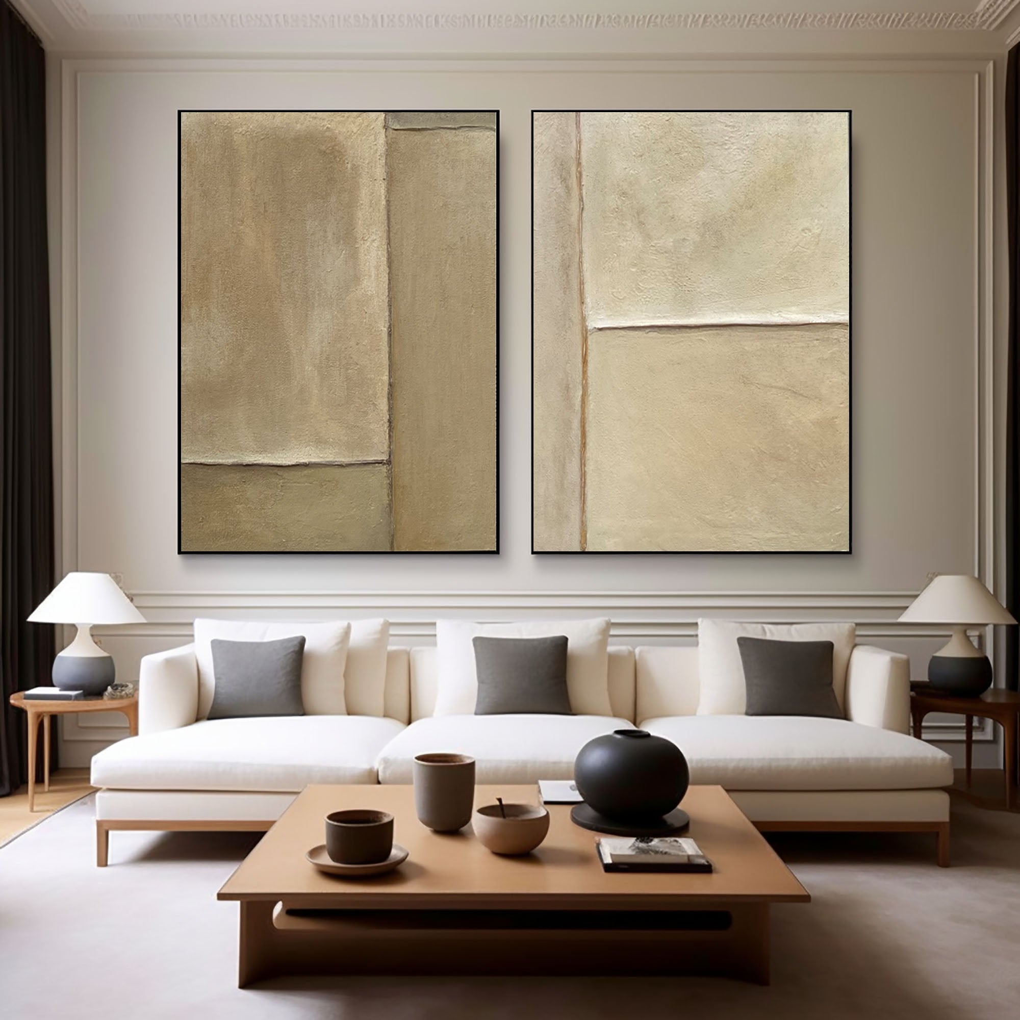 Beige & Brown Minimalist Painting Set Of 2 #BBS 017