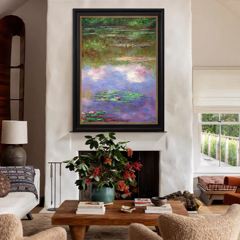 Monet Style Water Lilies, Vertical Floral Abstract #BGA 180