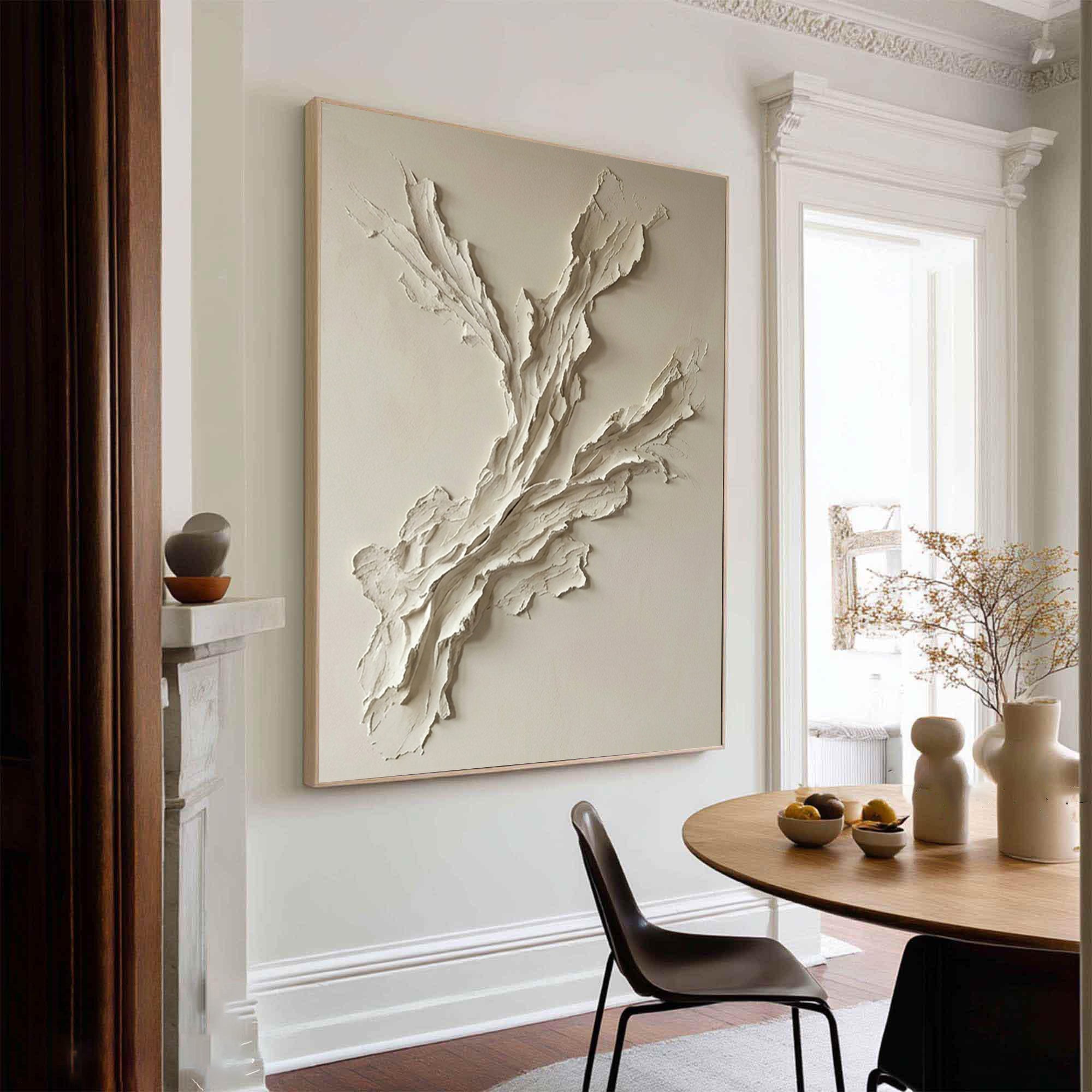 Large Handmade Oil Painting with Abstract Organic Relief Texture Design