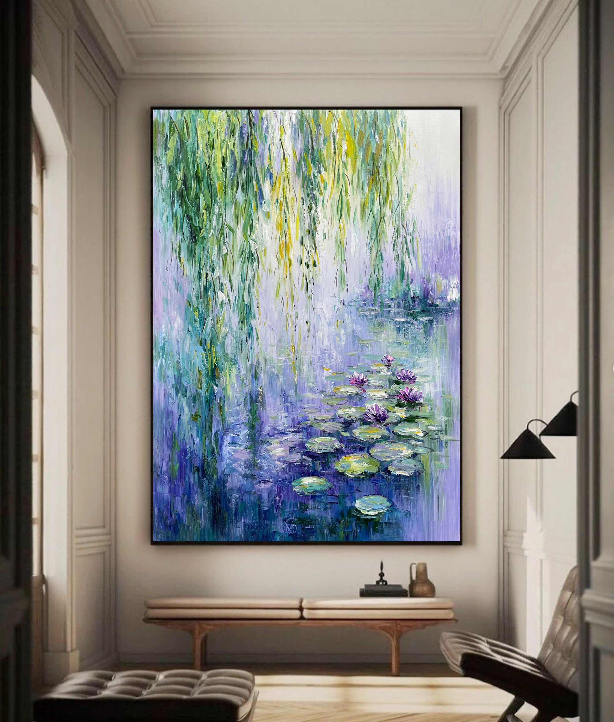Monet's Water Lilies Tribute, Weeping Willow Landscape #BGA 173